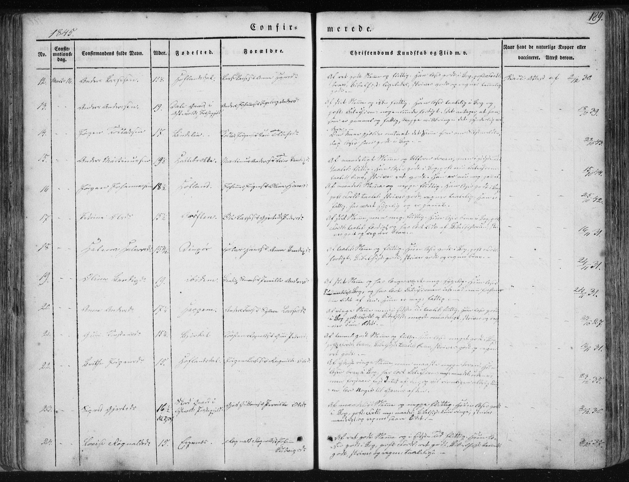 Fjaler sokneprestembete, AV/SAB-A-79801/H/Haa/Haaa/L0006: Parish register (official) no. A 6, 1835-1884, p. 189