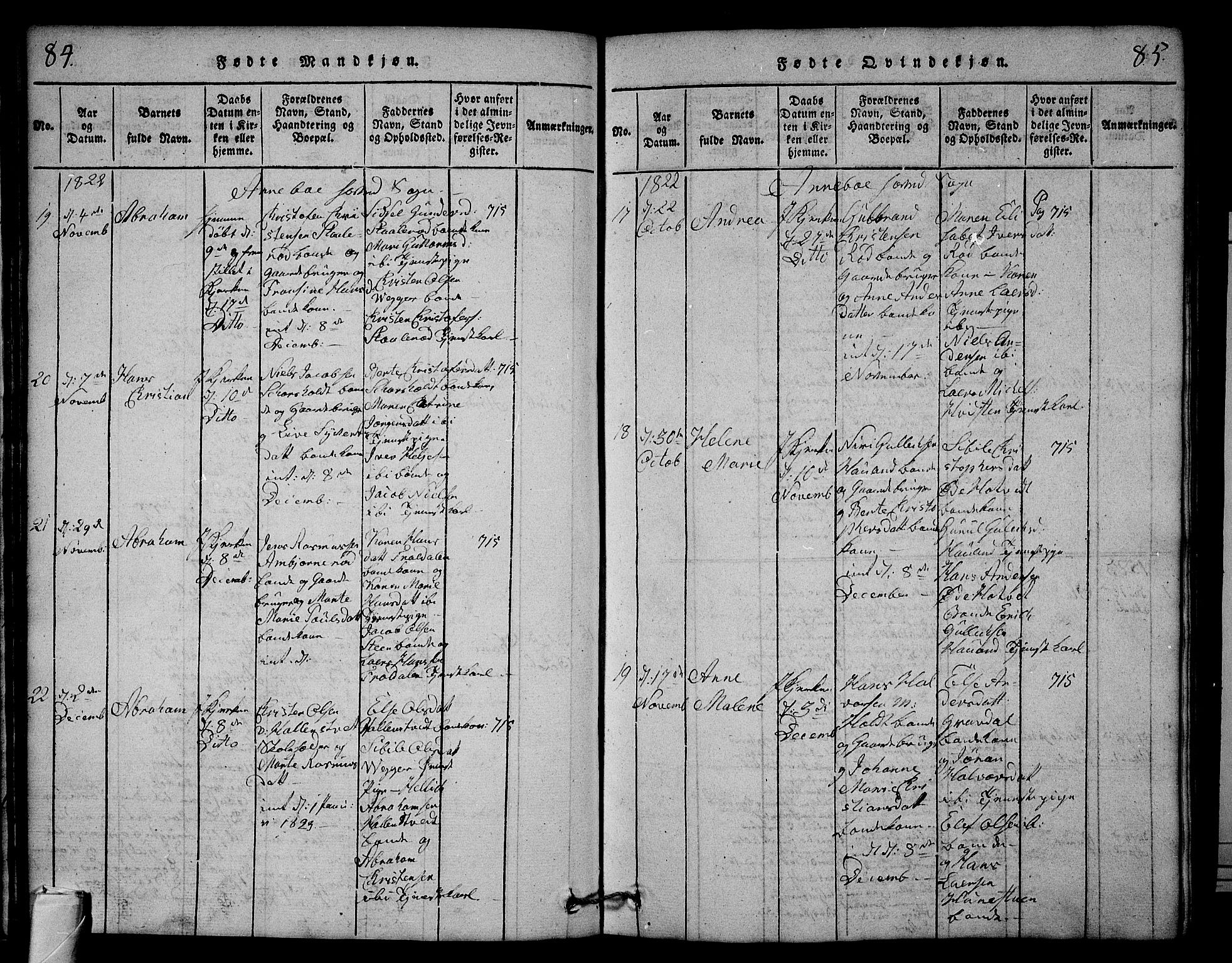 Andebu kirkebøker, AV/SAKO-A-336/G/Ga/L0001: Parish register (copy) no. I 1 /1, 1815-1823, p. 84-85