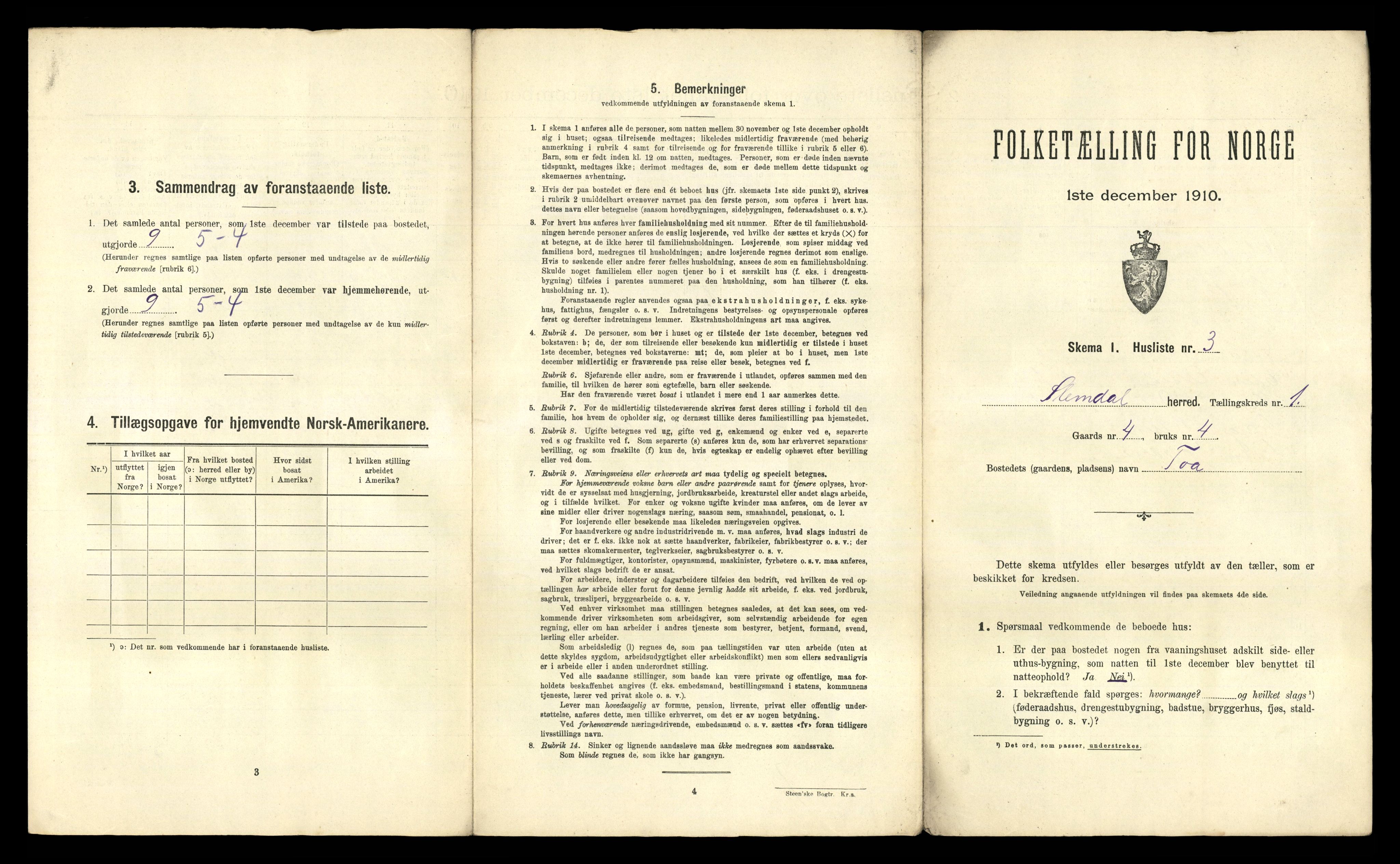 RA, 1910 census for Slemdal, 1910, p. 27