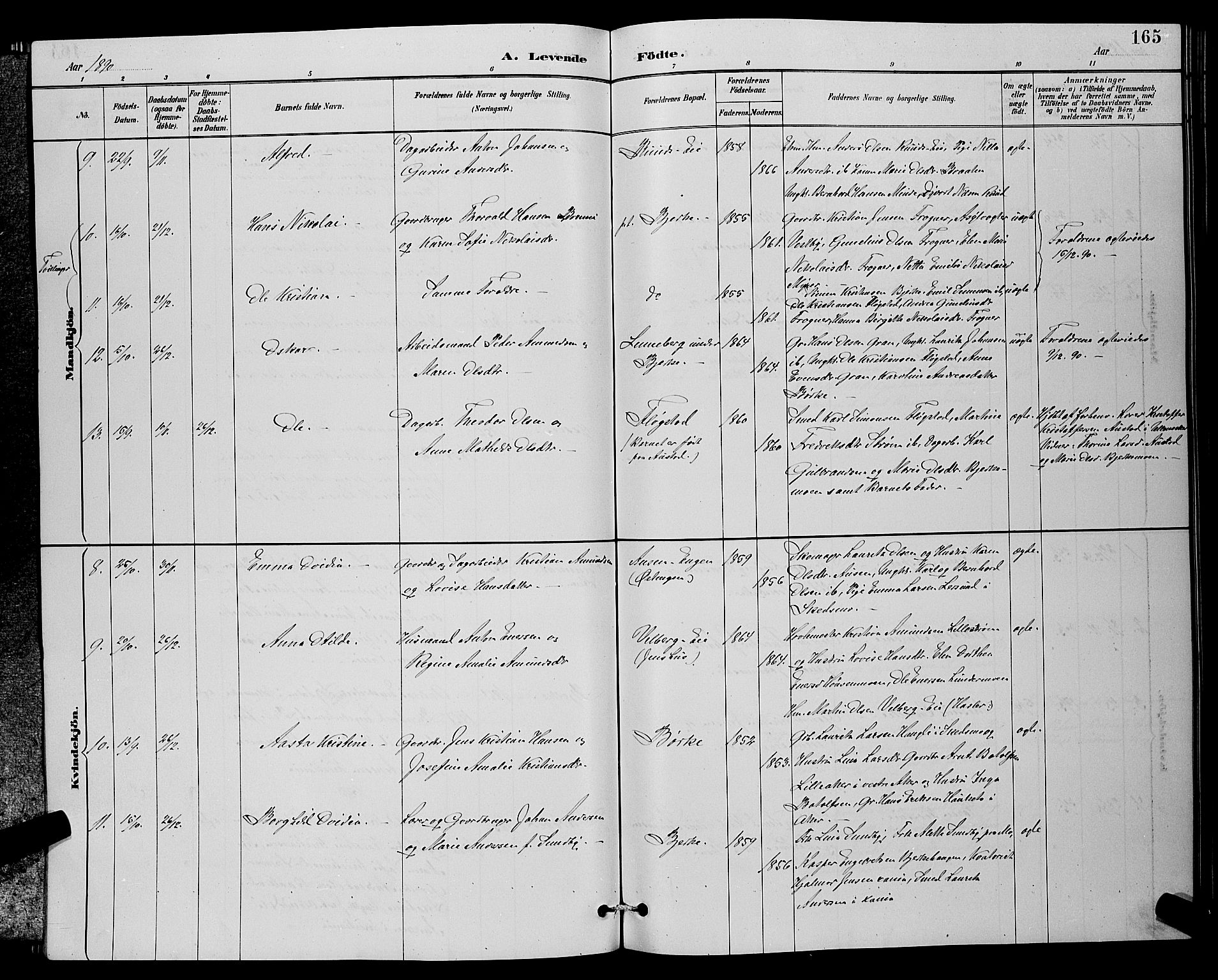Sørum prestekontor Kirkebøker, AV/SAO-A-10303/G/Ga/L0005: Parish register (copy) no. I 5.2, 1886-1894, p. 165
