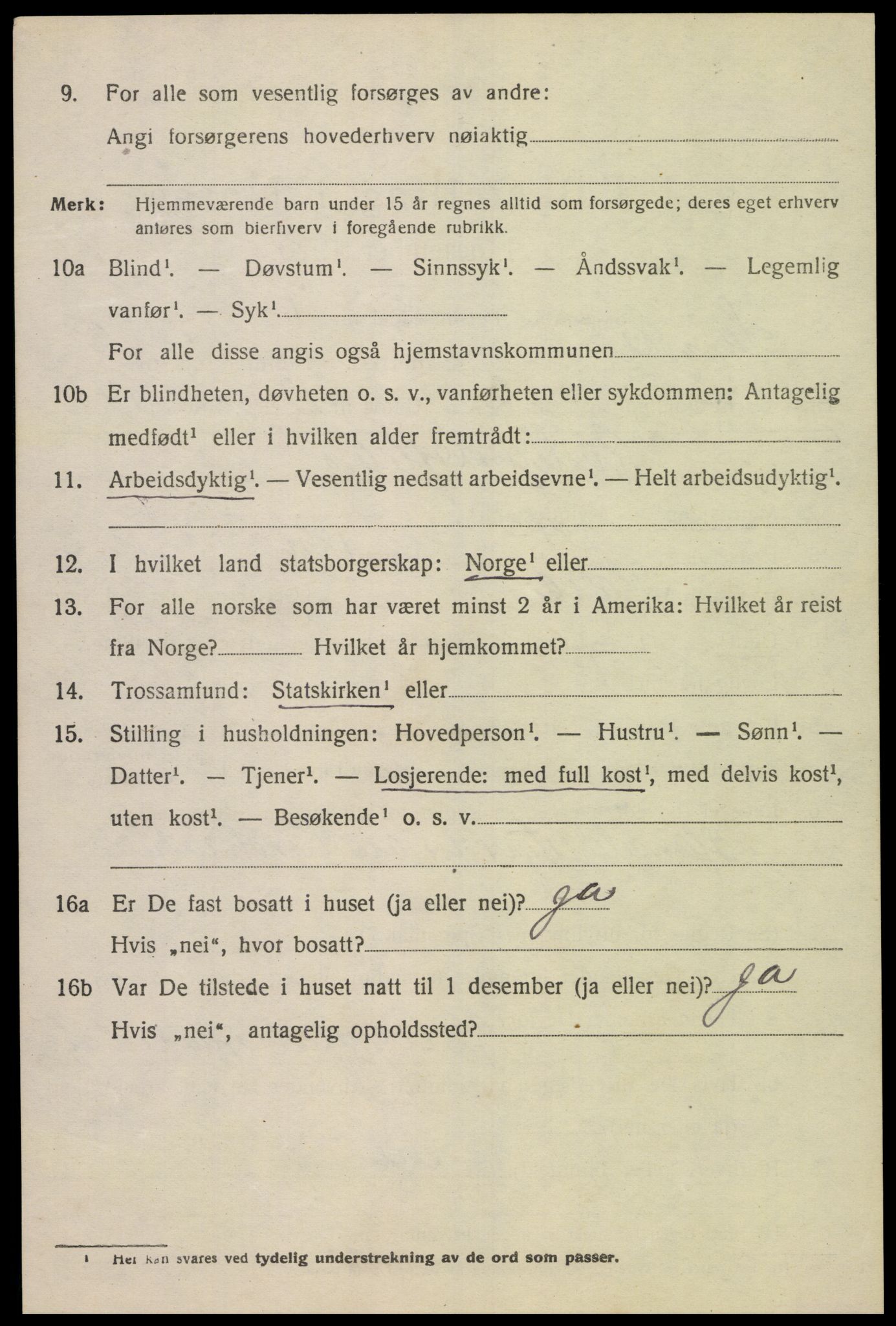 SAK, 1920 census for Lyngdal, 1920, p. 1932