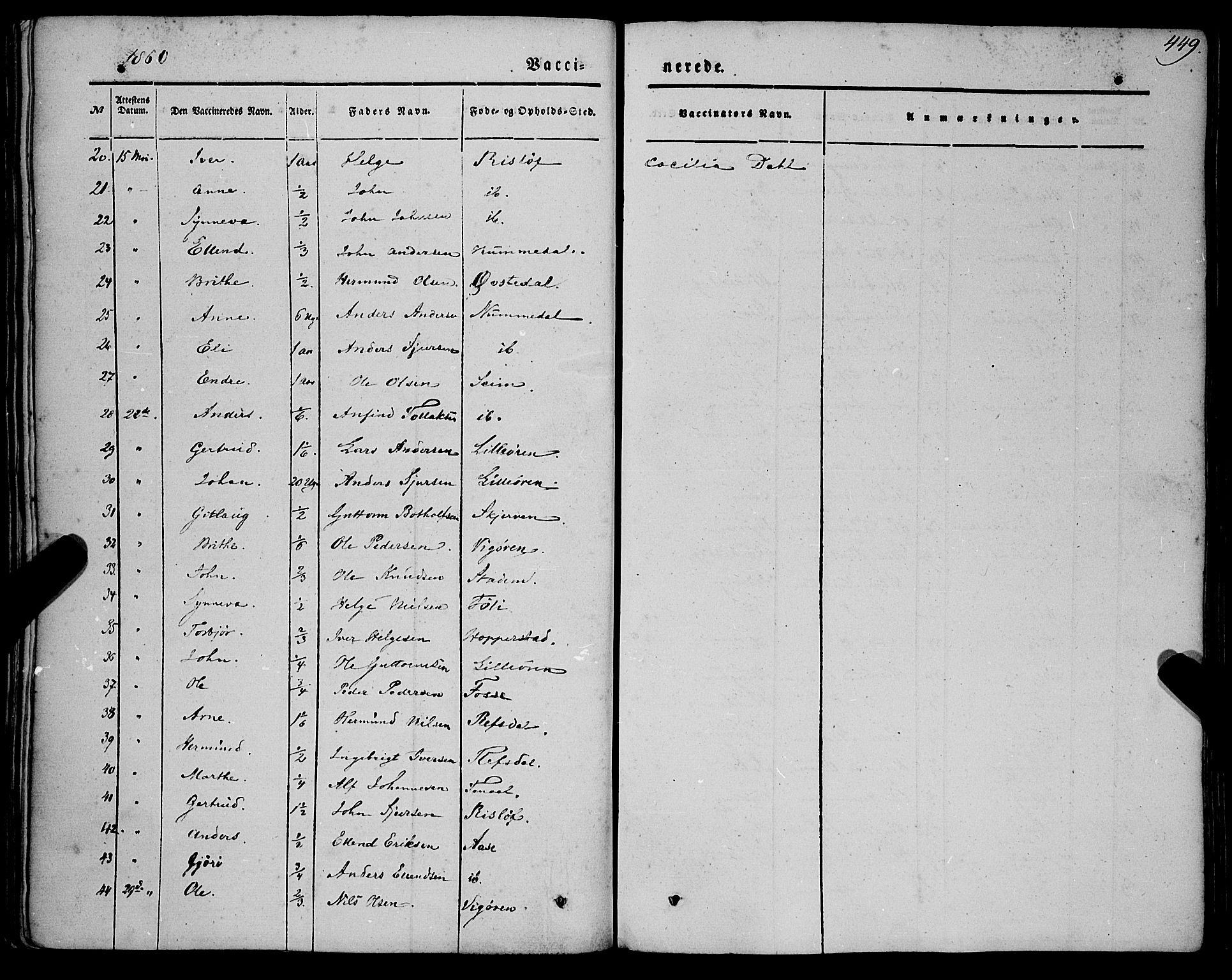Vik sokneprestembete, SAB/A-81501: Parish register (official) no. A 8, 1846-1865, p. 449