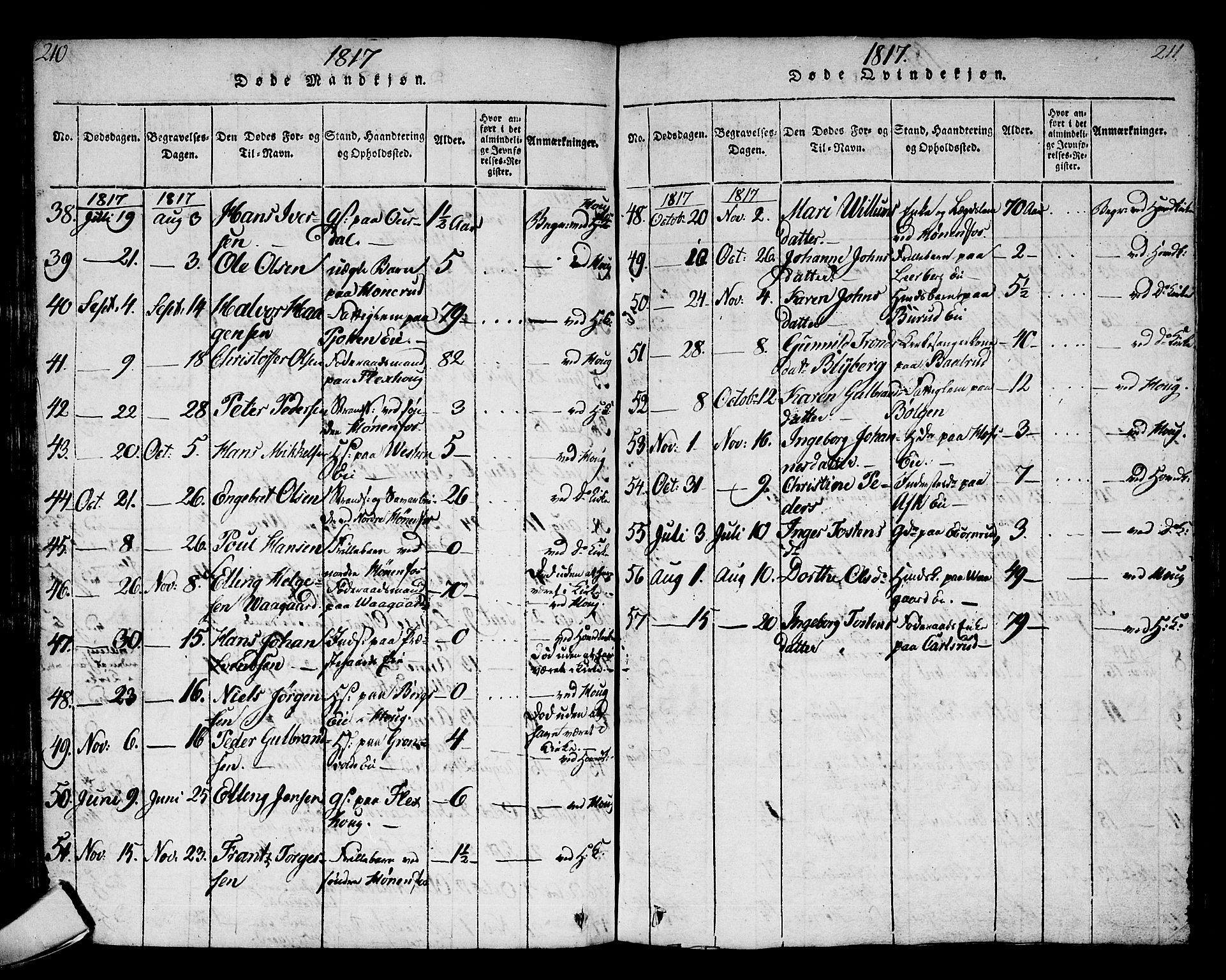 Norderhov kirkebøker, AV/SAKO-A-237/G/Ga/L0002: Parish register (copy) no. I 2, 1814-1867, p. 210-211