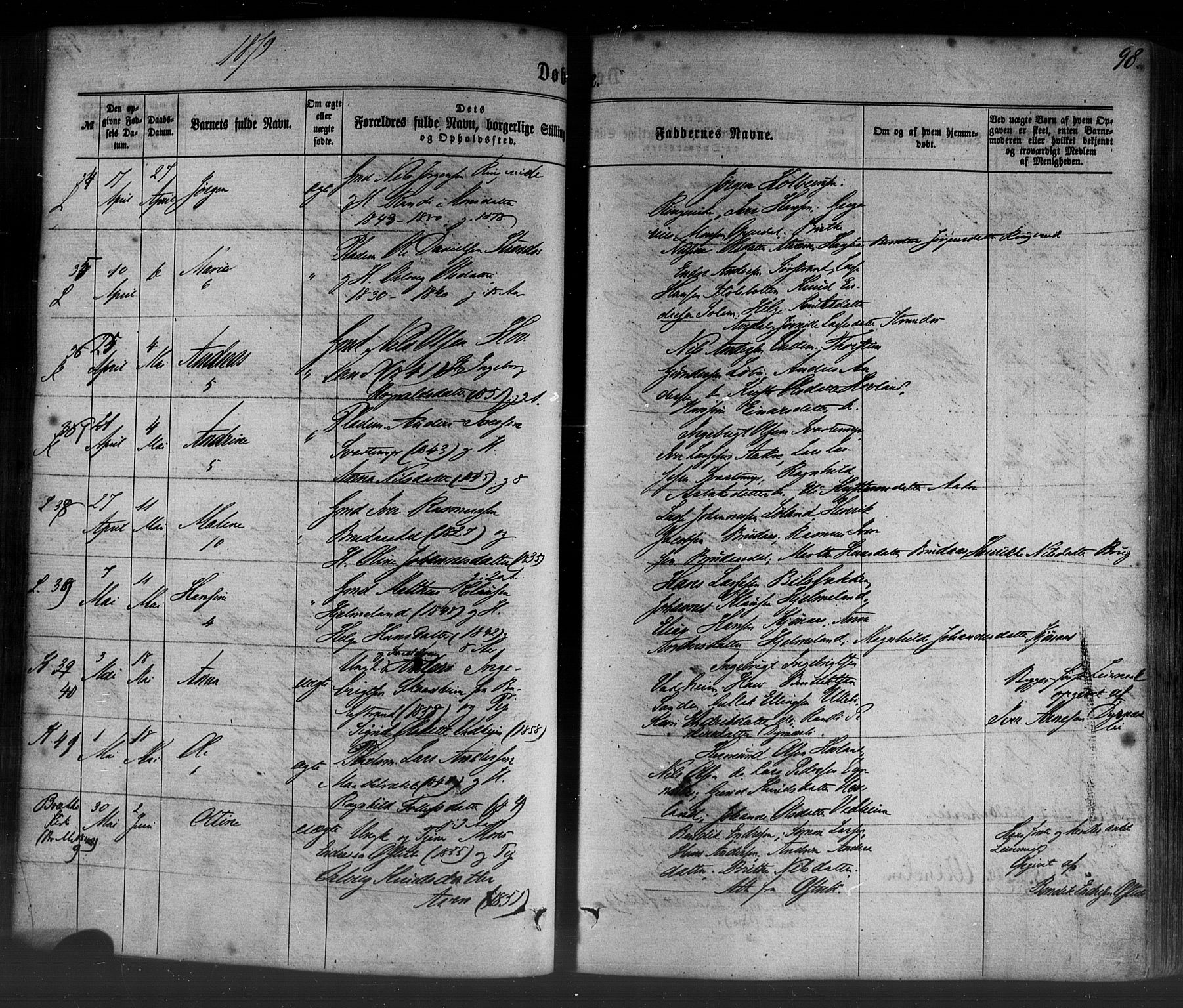 Lavik sokneprestembete, AV/SAB-A-80901: Parish register (official) no. A 4, 1864-1881, p. 98