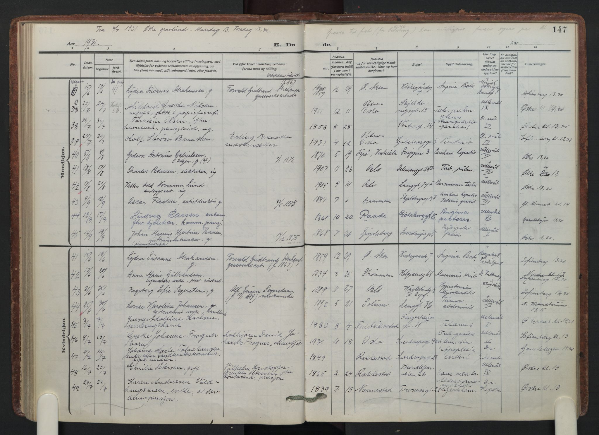 Petrus prestekontor Kirkebøker, AV/SAO-A-10872/F/Fa/L0014: Parish register (official) no. 14, 1916-1937, p. 147