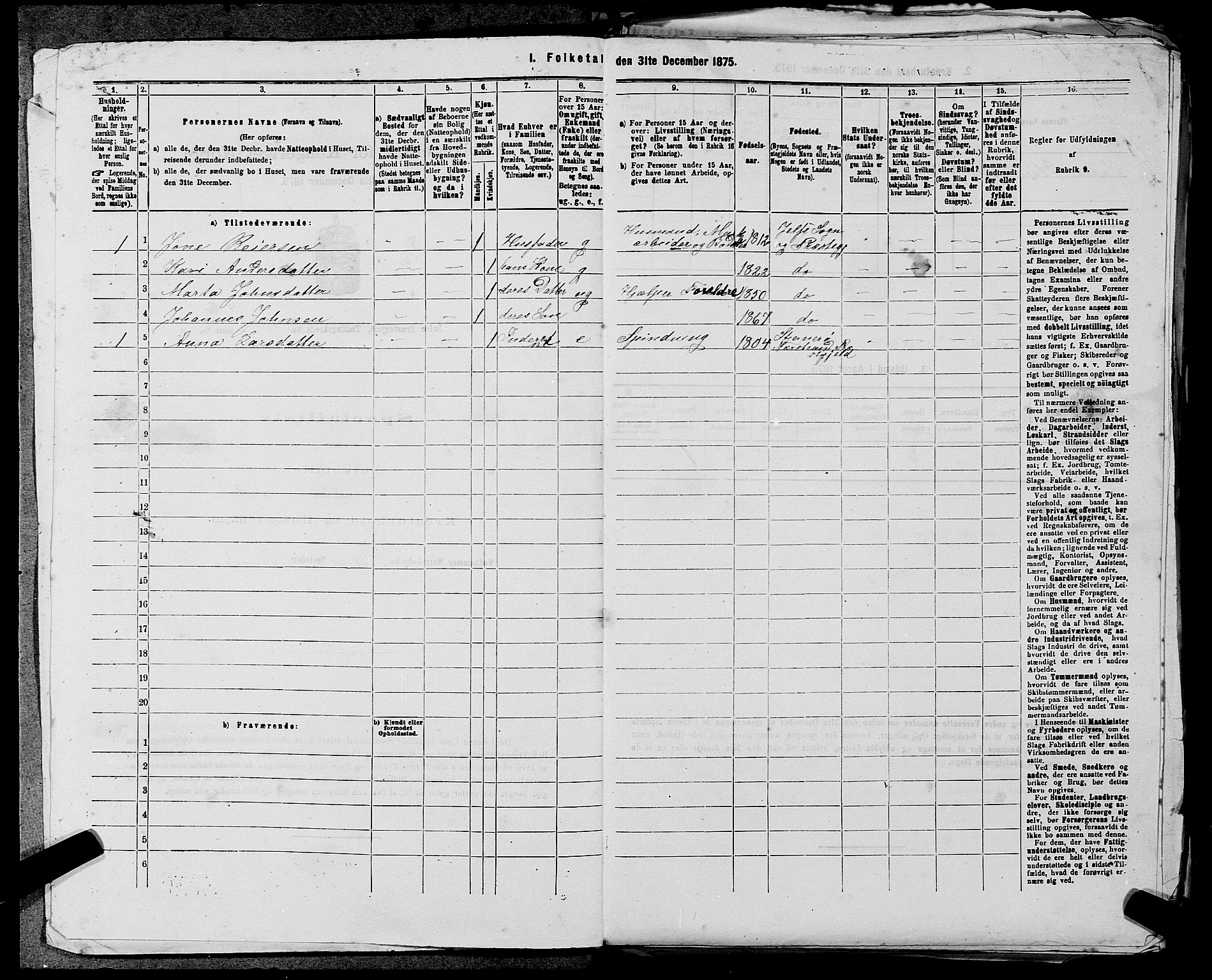 SAST, 1875 census for 1138P Jelsa, 1875, p. 850