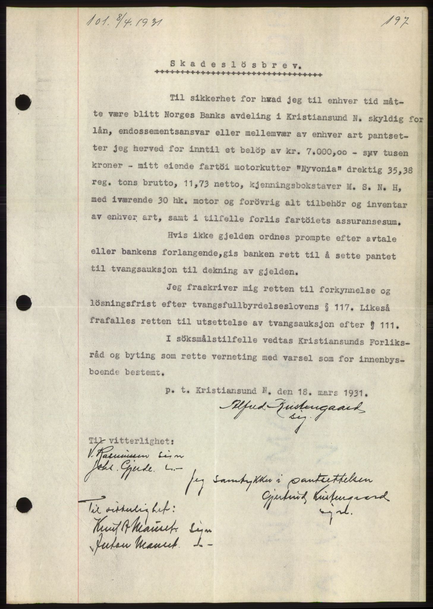 Romsdal sorenskriveri, AV/SAT-A-4149/1/2/2C/L0059: Mortgage book no. 53, 1931-1931, Deed date: 08.04.1931