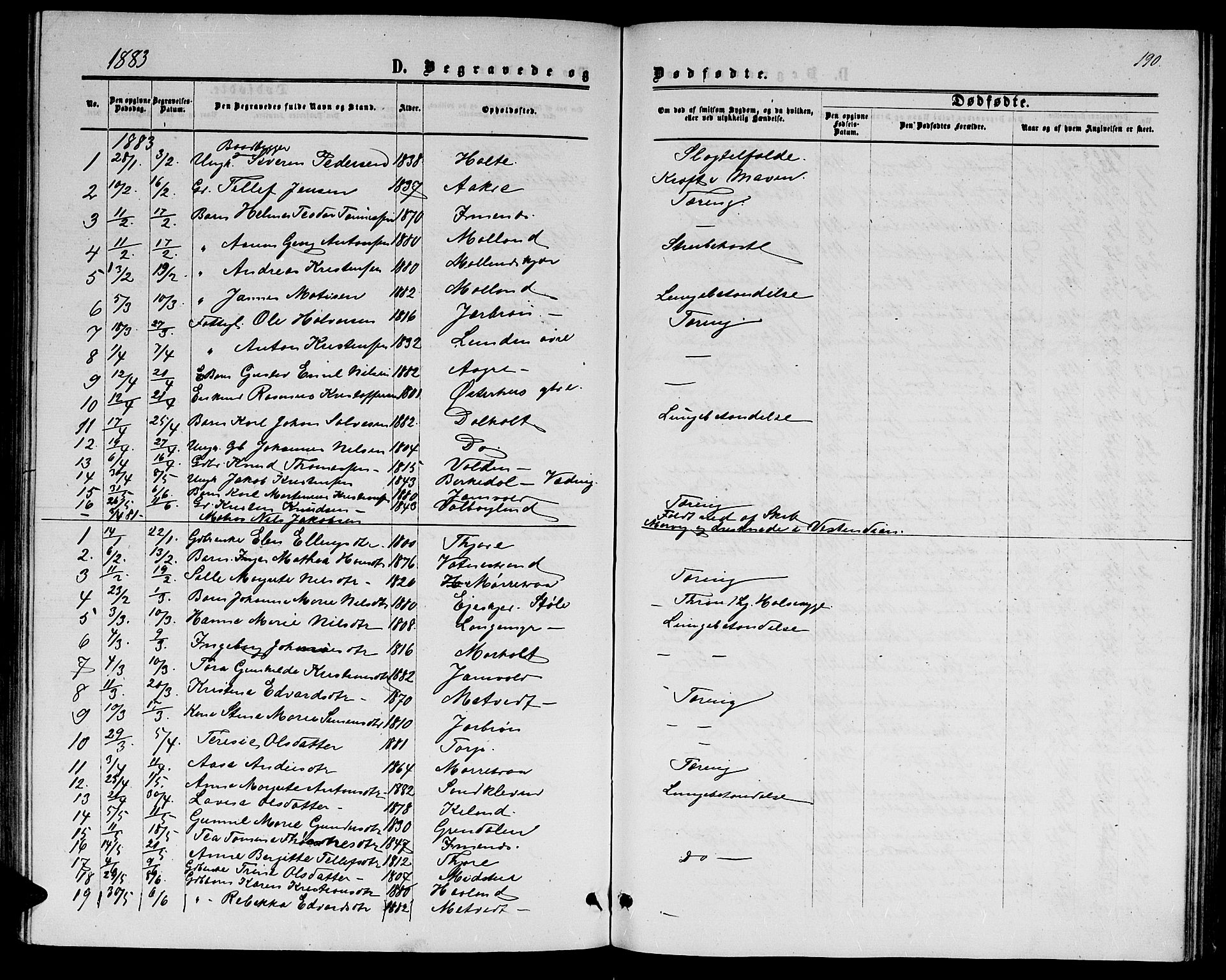 Hommedal sokneprestkontor, SAK/1111-0023/F/Fb/Fbb/L0006: Parish register (copy) no. B 6, 1869-1884, p. 190
