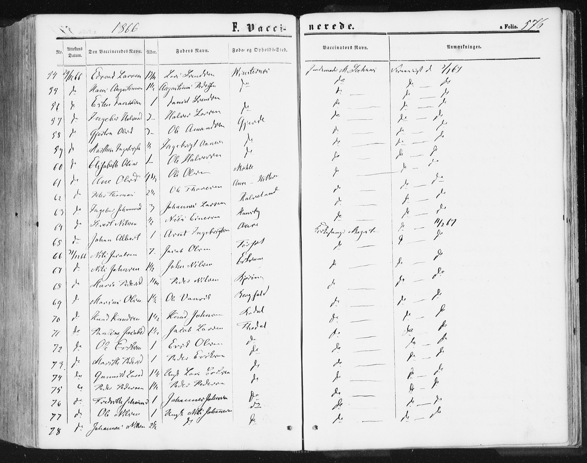 Ministerialprotokoller, klokkerbøker og fødselsregistre - Møre og Romsdal, AV/SAT-A-1454/578/L0905: Parish register (official) no. 578A04, 1859-1877, p. 576