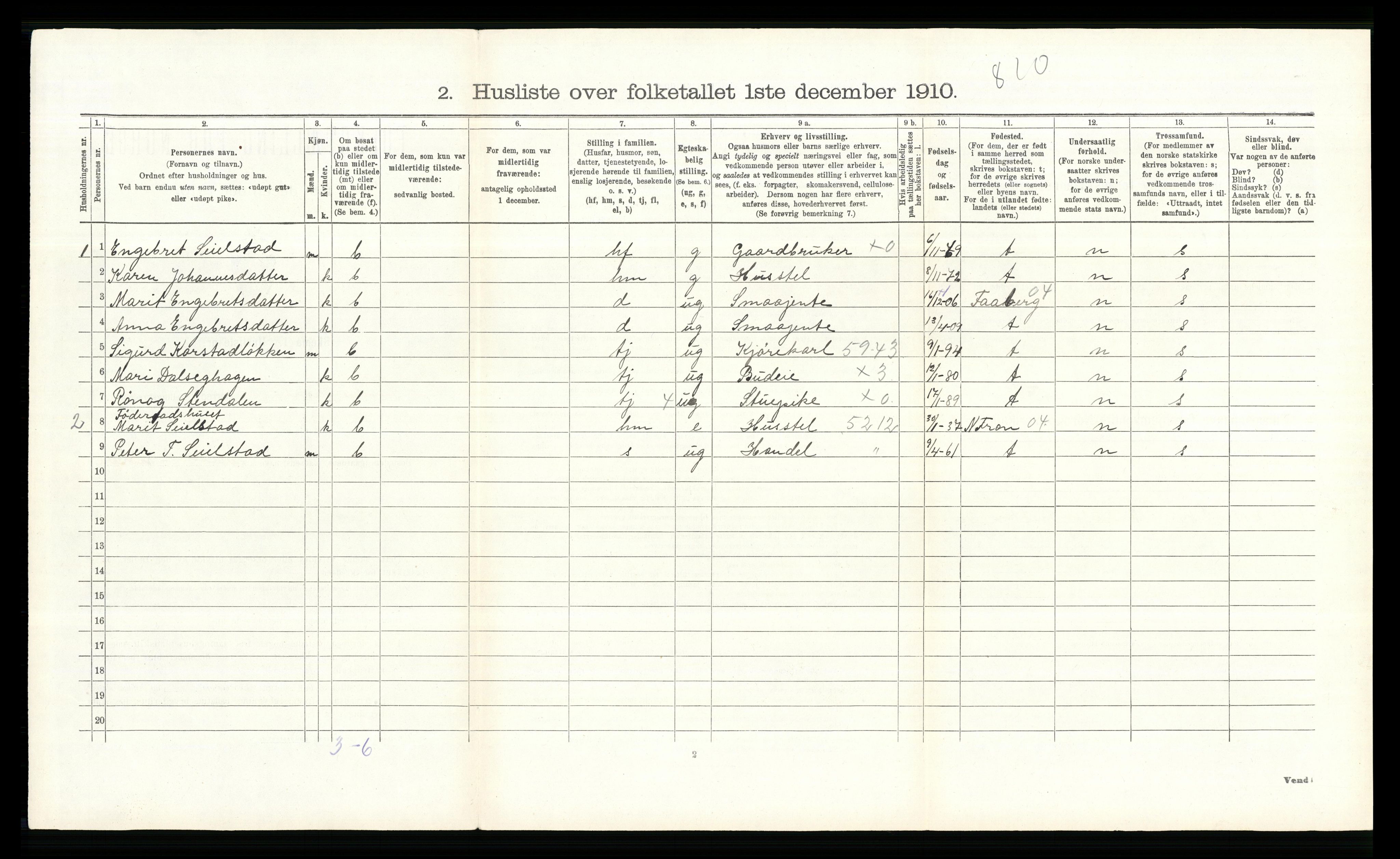 RA, 1910 census for Sør-Fron, 1910, p. 161