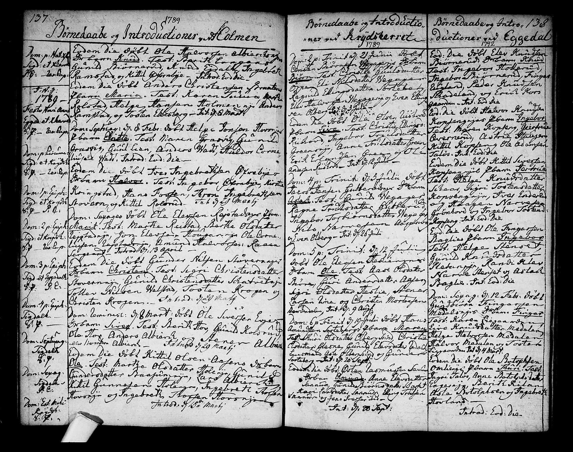 Sigdal kirkebøker, AV/SAKO-A-245/F/Fa/L0002: Parish register (official) no. I 2, 1778-1792, p. 137-138