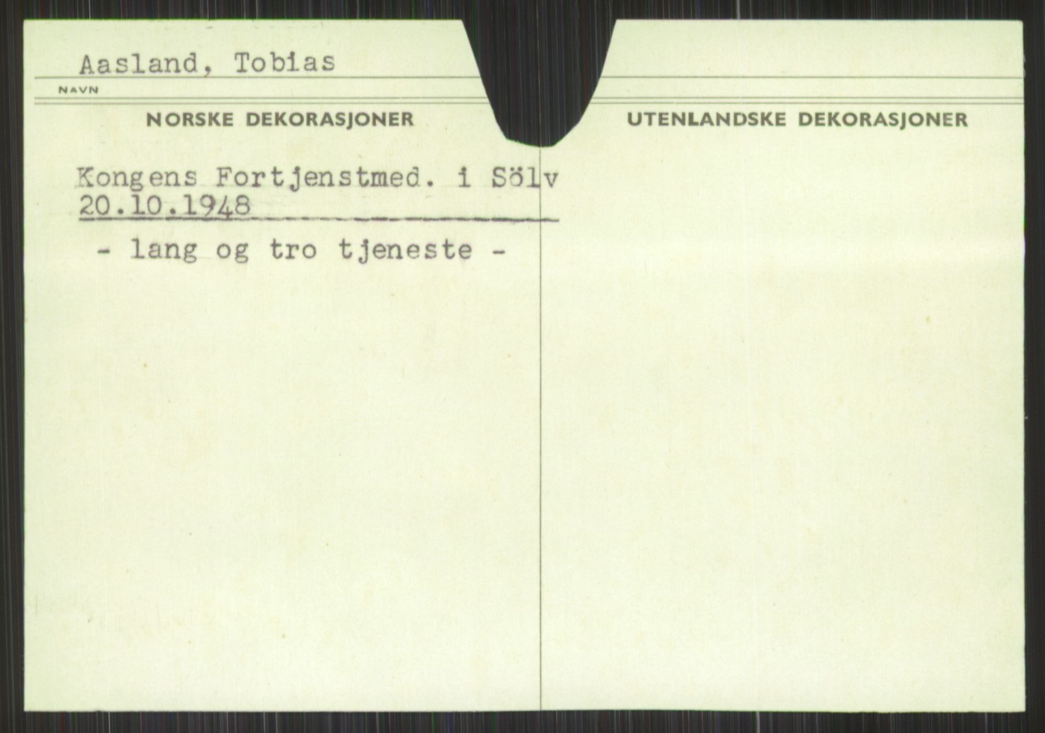 Forsvaret, Krigsdekorasjonskanselliet, AV/RA-RAFA-5156/G/Gd/L0001: Diverse registre, 1944-1956, p. 309