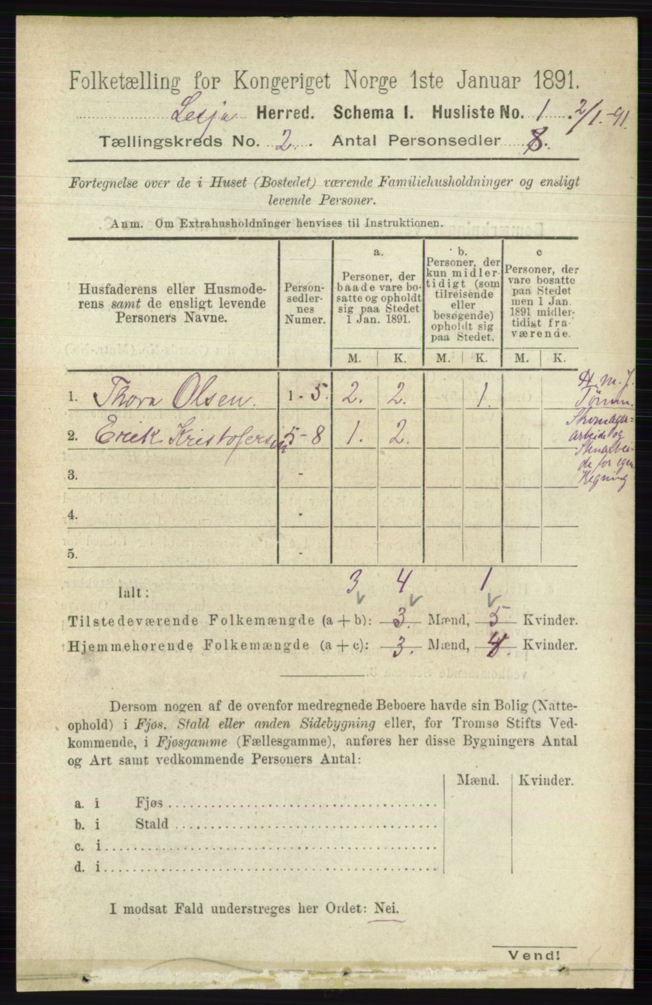 RA, 1891 census for 0512 Lesja, 1891, p. 370