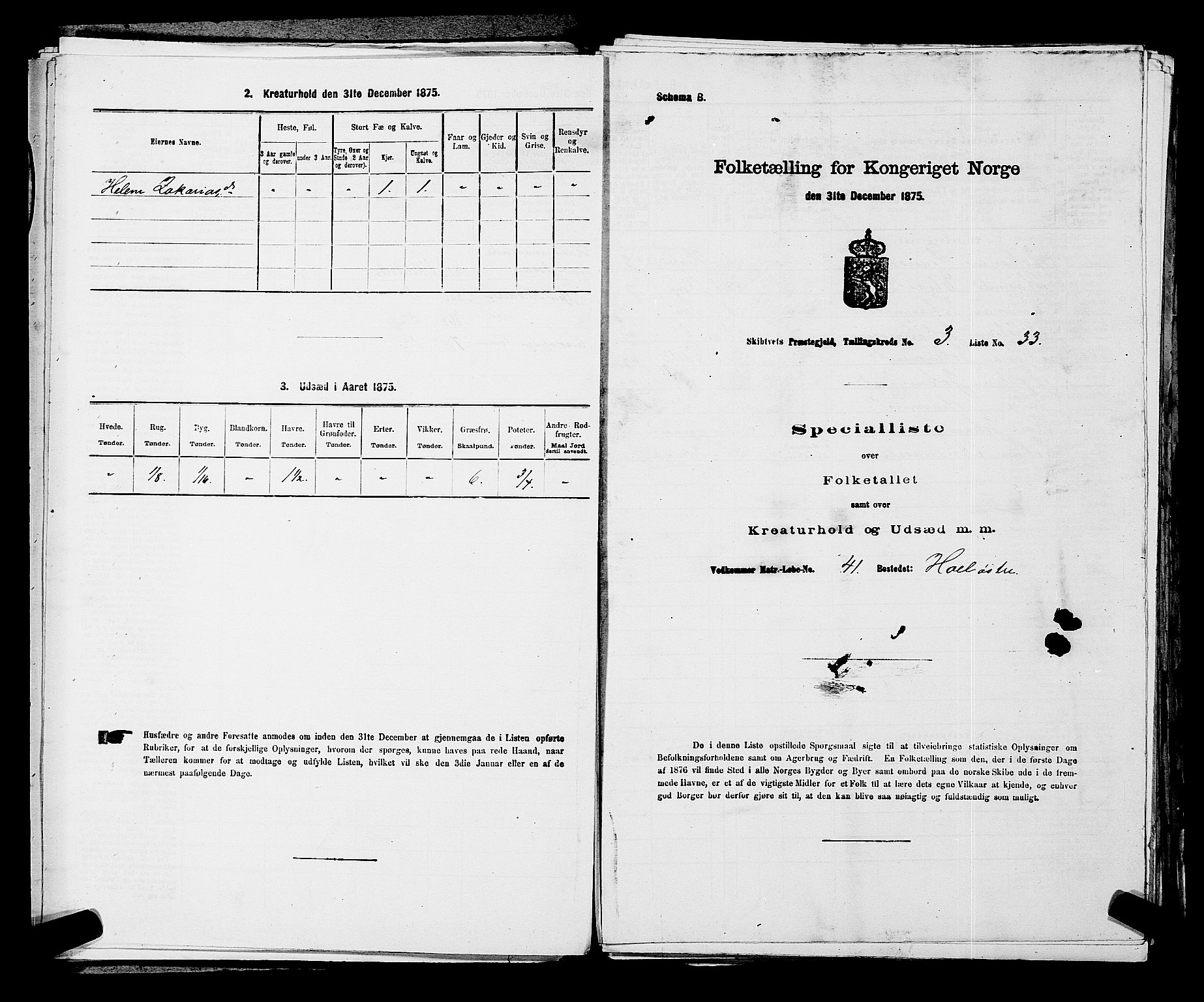 RA, 1875 census for 0127P Skiptvet, 1875, p. 498