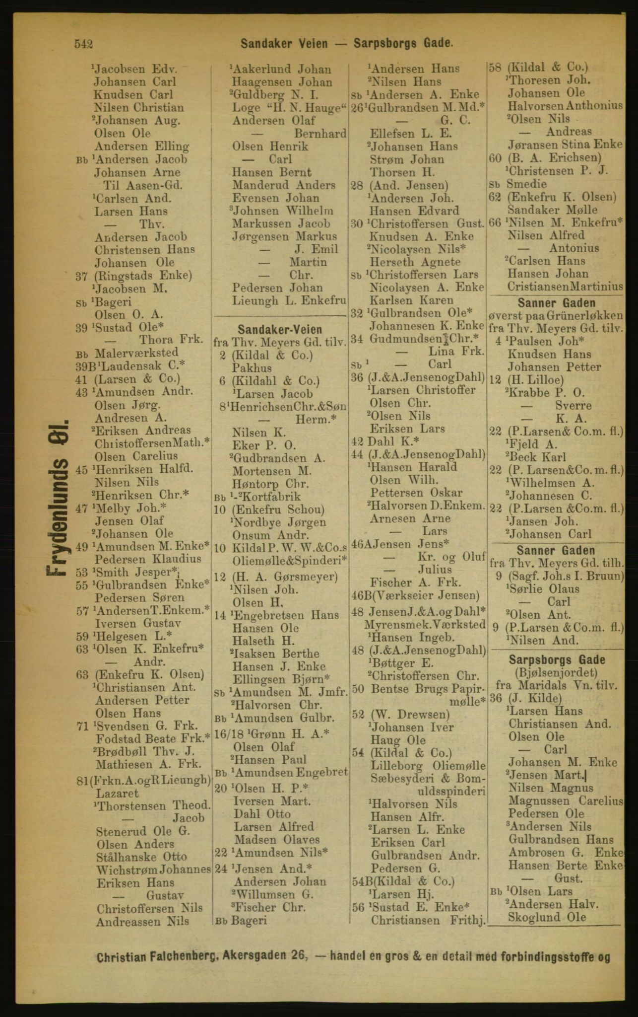 Kristiania/Oslo adressebok, PUBL/-, 1889, p. 542