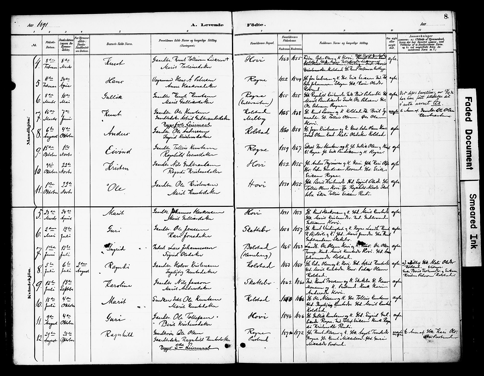 Øystre Slidre prestekontor, AV/SAH-PREST-138/H/Ha/Haa/L0003: Parish register (official) no. 3, 1887-1910, p. 8