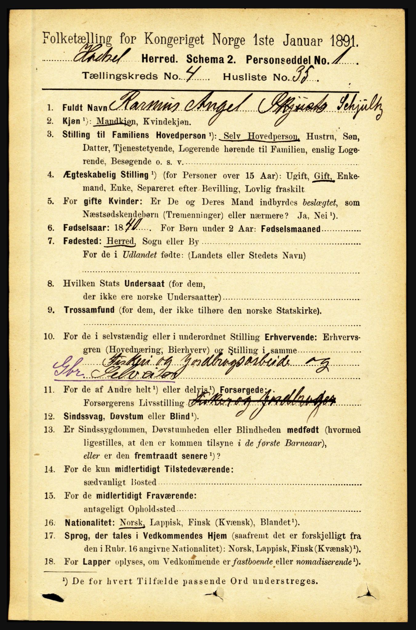 RA, 1891 census for 1866 Hadsel, 1891, p. 1924