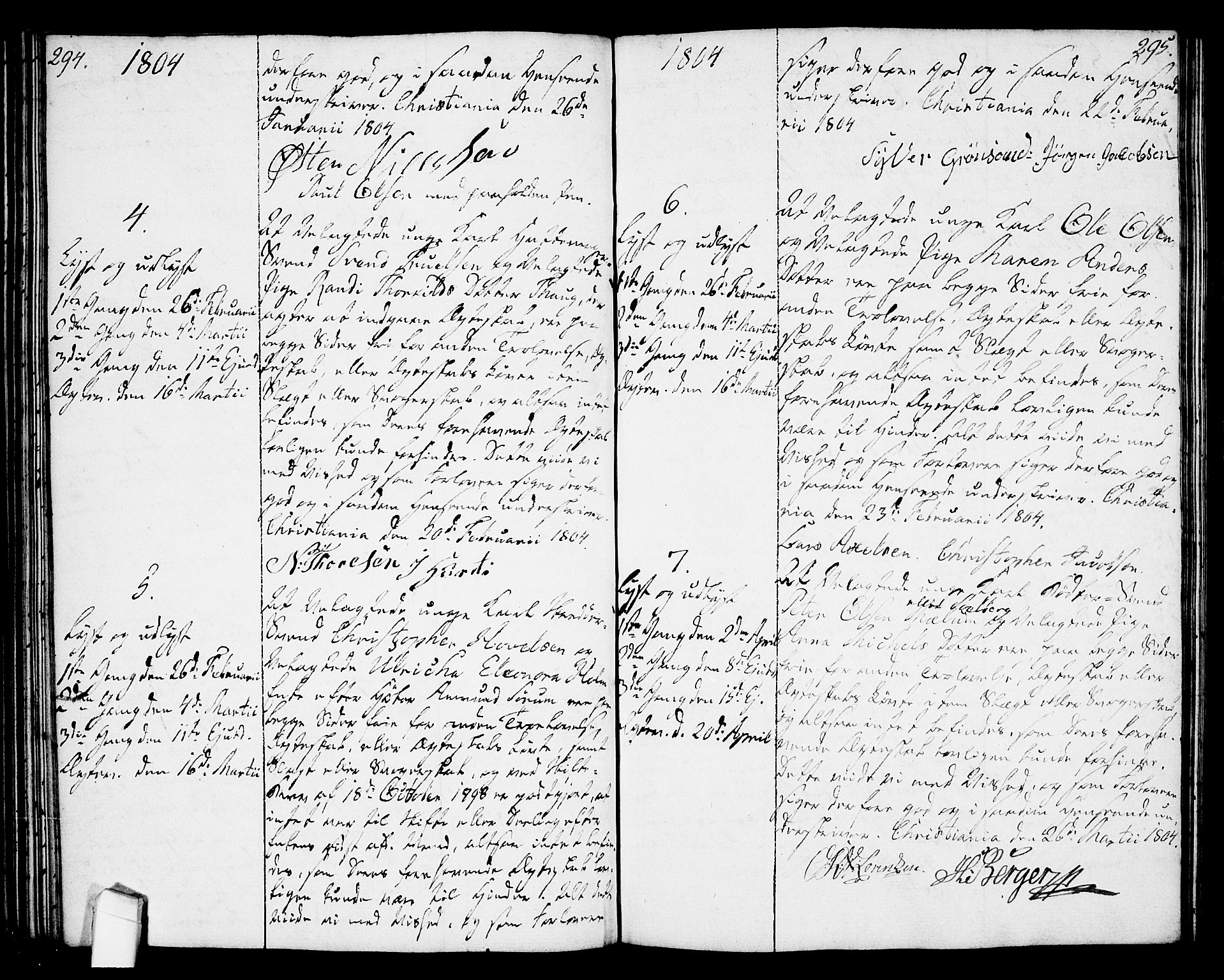 Oslo domkirke Kirkebøker, AV/SAO-A-10752/L/La/L0010: Best man's statements no. 10, 1789-1807, p. 294-295