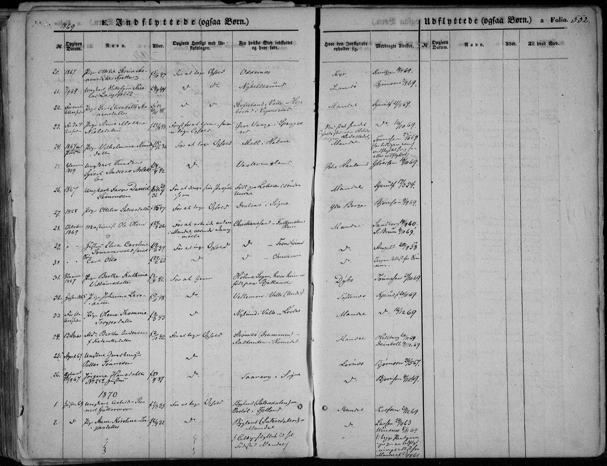 Mandal sokneprestkontor, SAK/1111-0030/F/Fa/Faa/L0014: Parish register (official) no. A 14, 1859-1872, p. 552