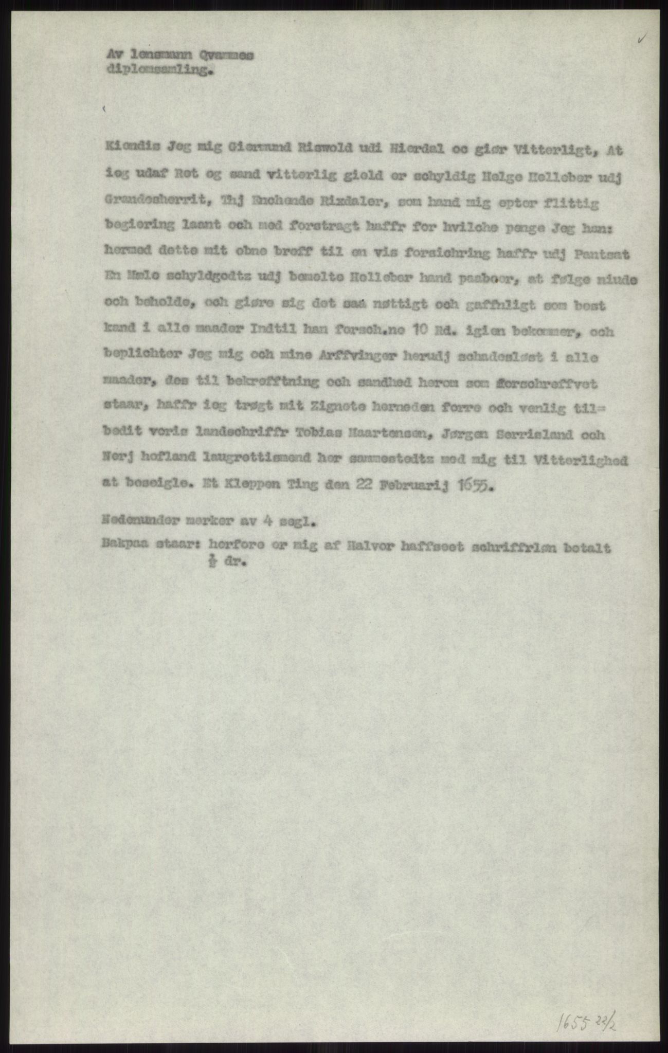 Samlinger til kildeutgivelse, Diplomavskriftsamlingen, AV/RA-EA-4053/H/Ha, p. 2595