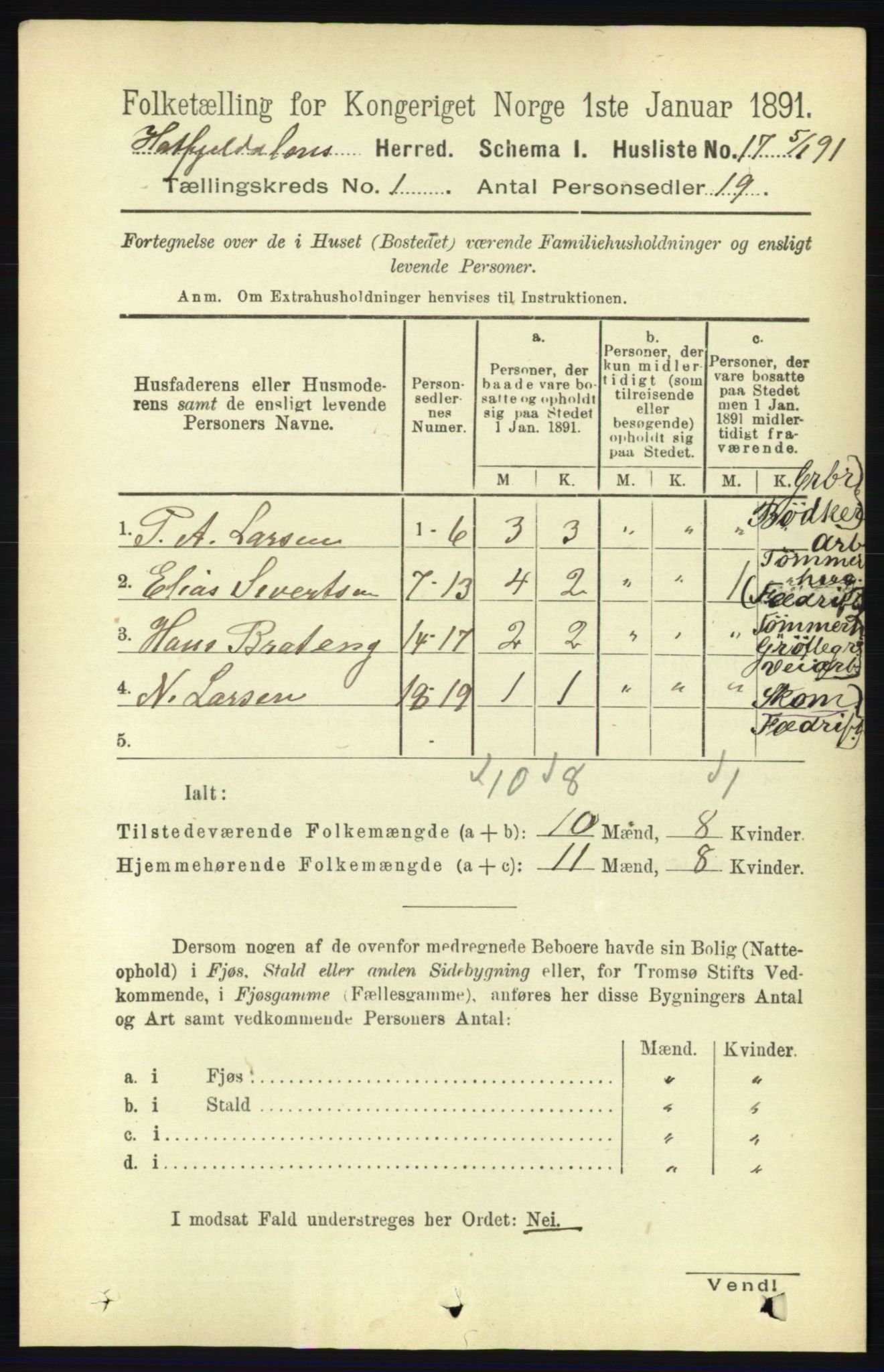 RA, 1891 census for 1826 Hattfjelldal, 1891, p. 34