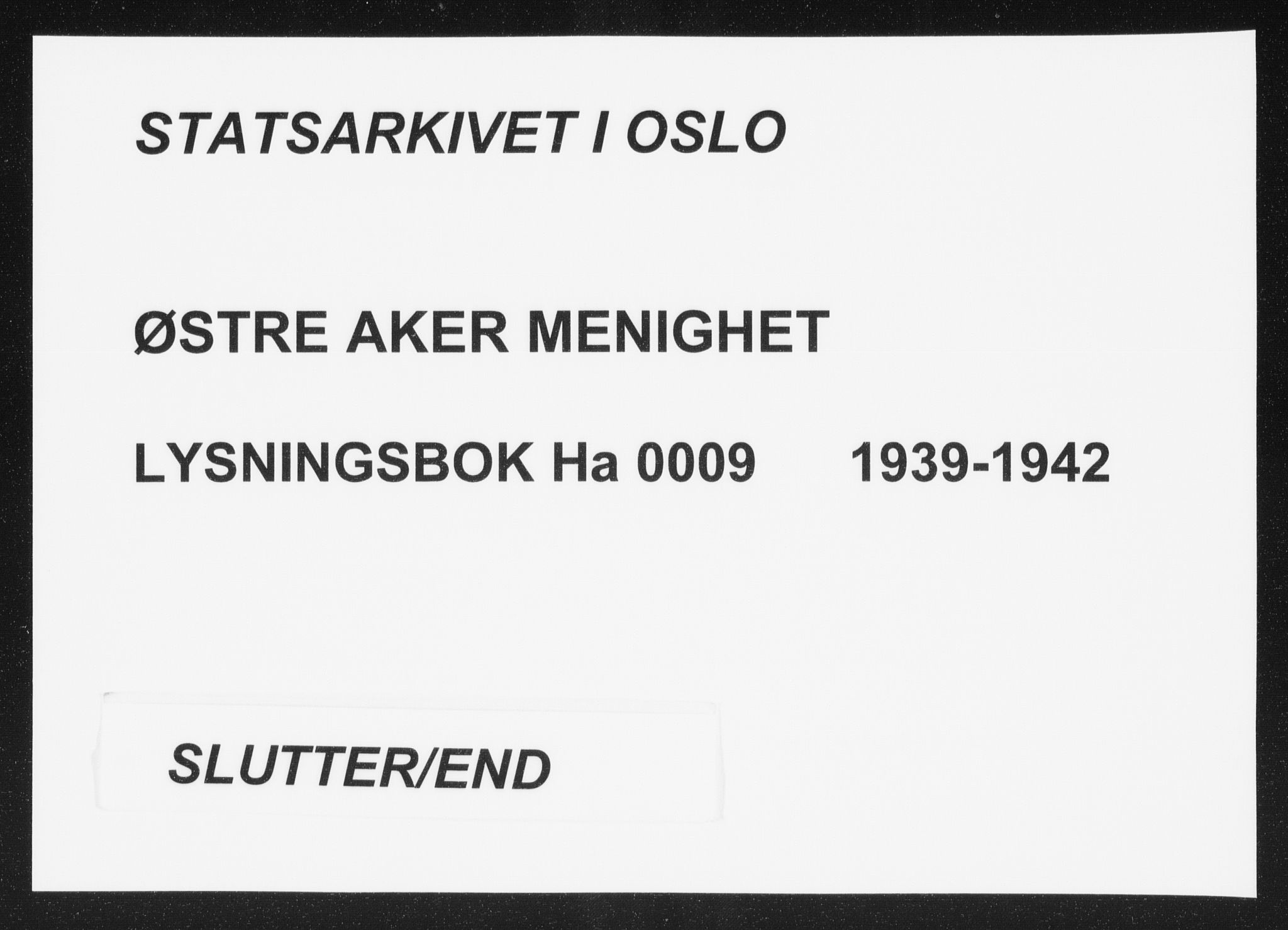 Østre Aker prestekontor Kirkebøker, AV/SAO-A-10840/H/Ha/L0009: Banns register no. I 9, 1939-1942