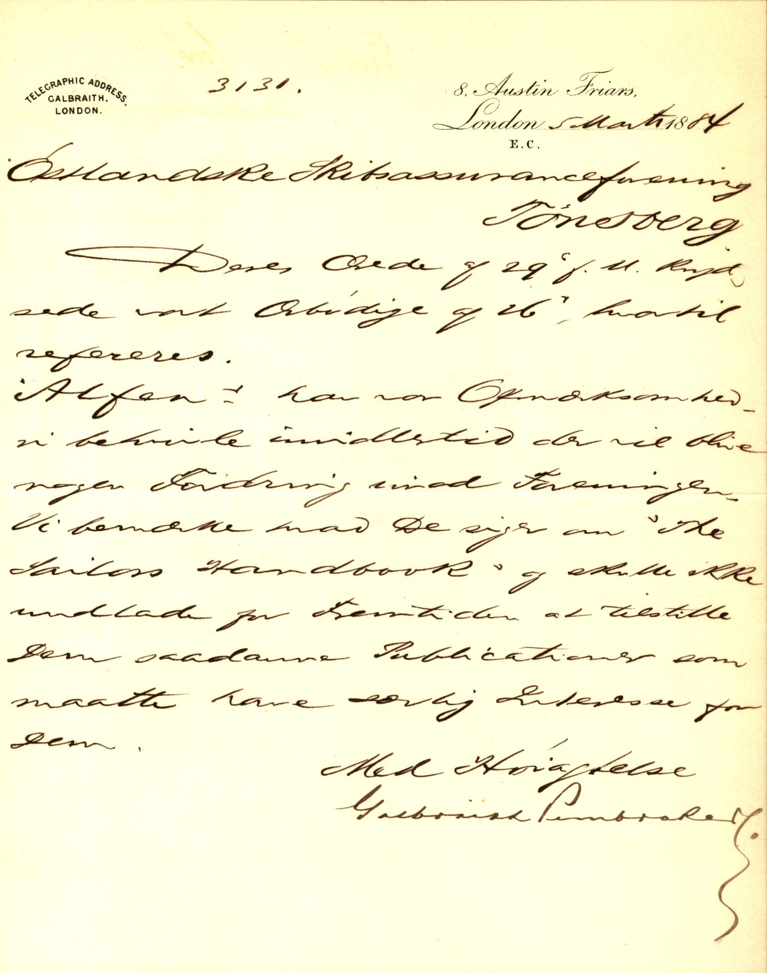 Pa 63 - Østlandske skibsassuranceforening, VEMU/A-1079/G/Ga/L0017/0001: Havaridokumenter / Triton, Albama, Alfen, 1884, p. 63