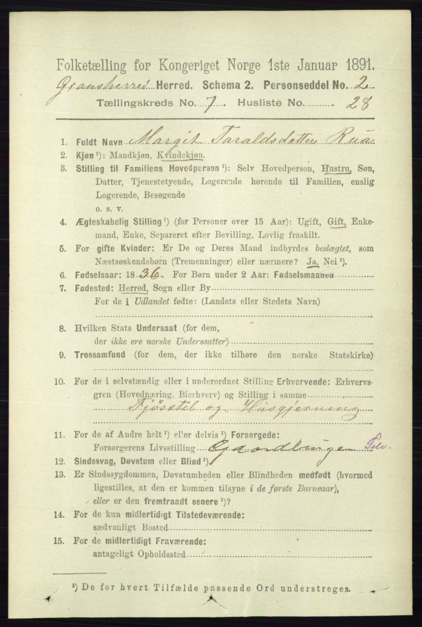 RA, 1891 census for 0824 Gransherad, 1891, p. 1366