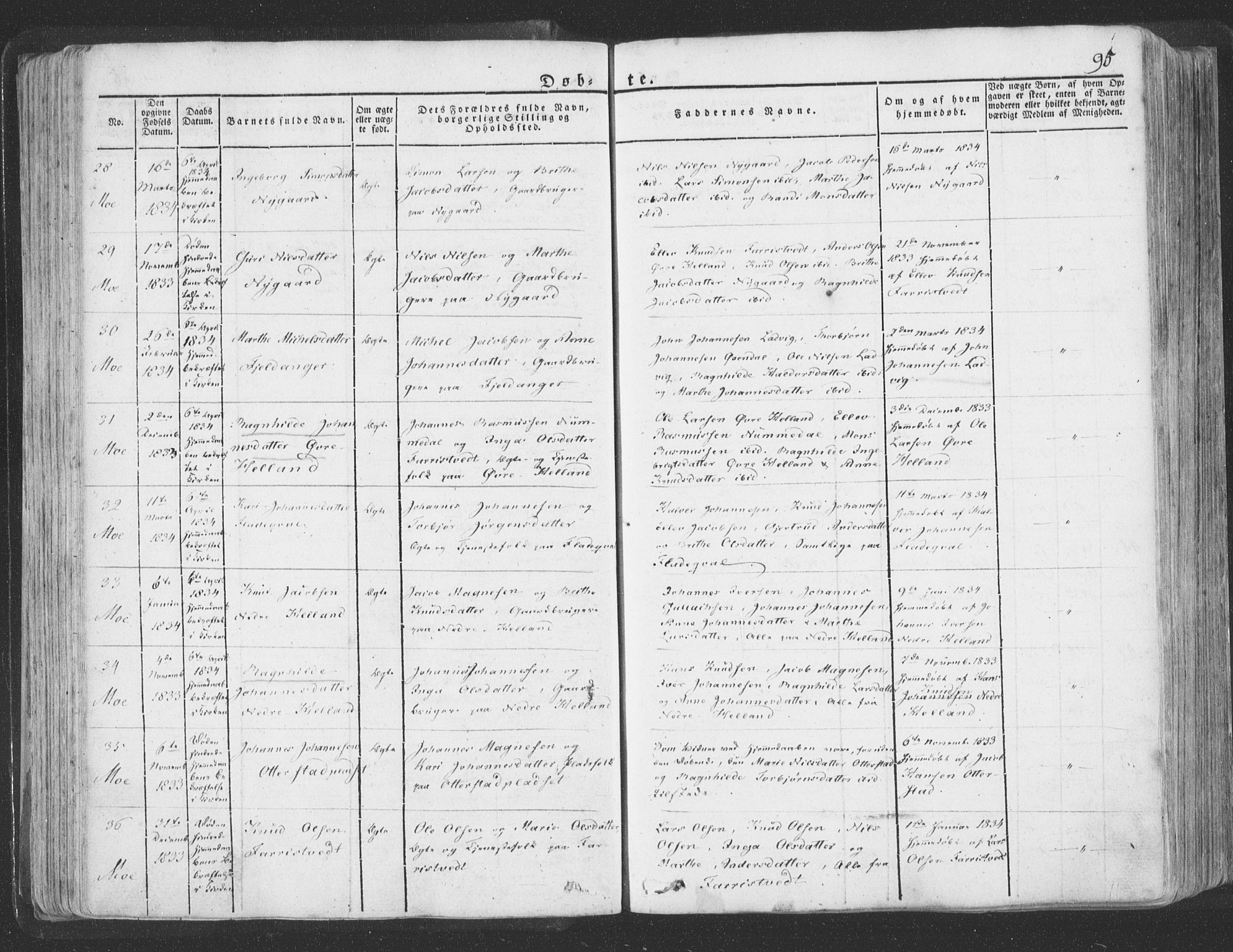 Hosanger sokneprestembete, AV/SAB-A-75801/H/Haa: Parish register (official) no. A 6, 1824-1835, p. 95