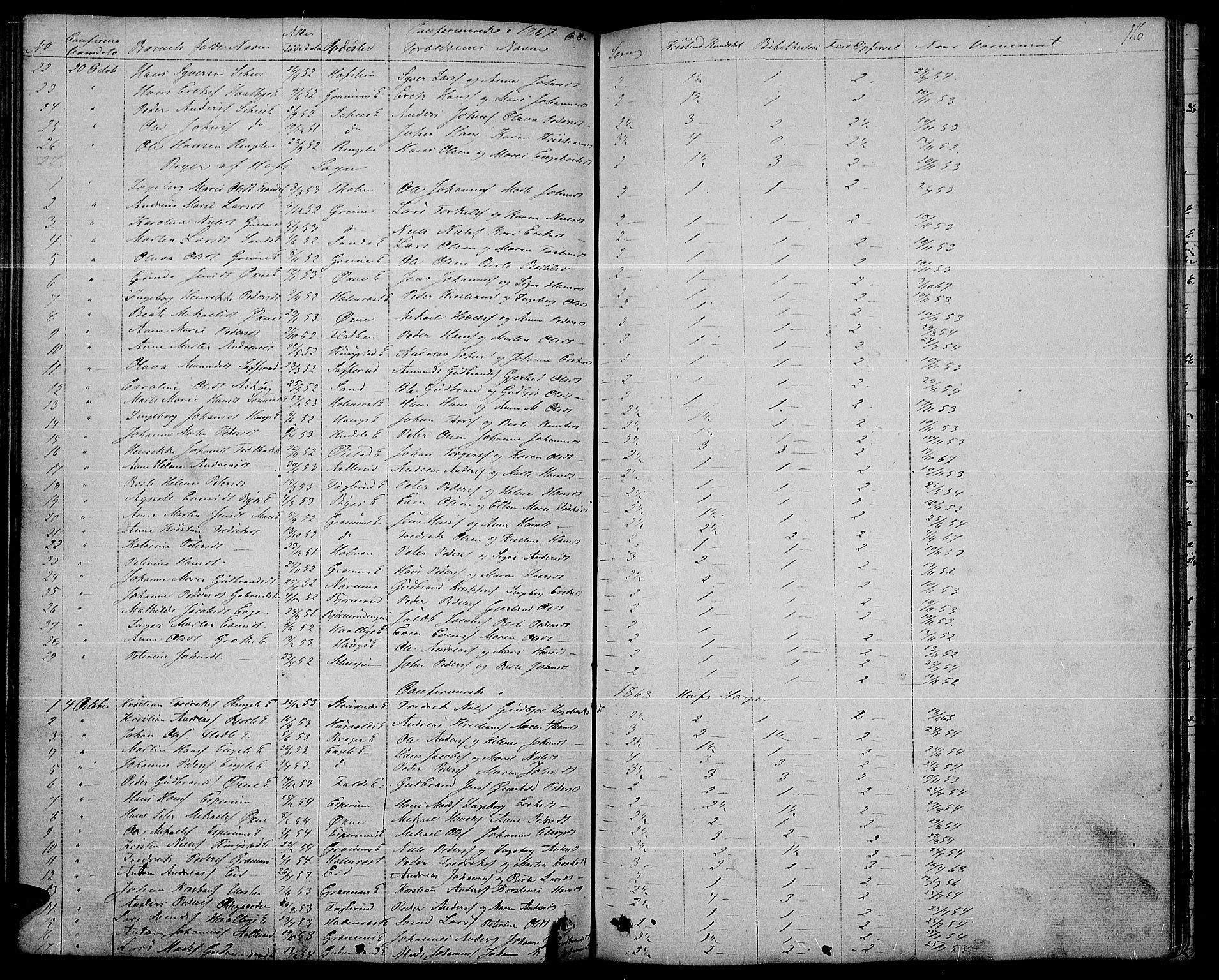 Søndre Land prestekontor, SAH/PREST-122/L/L0001: Parish register (copy) no. 1, 1849-1883, p. 116