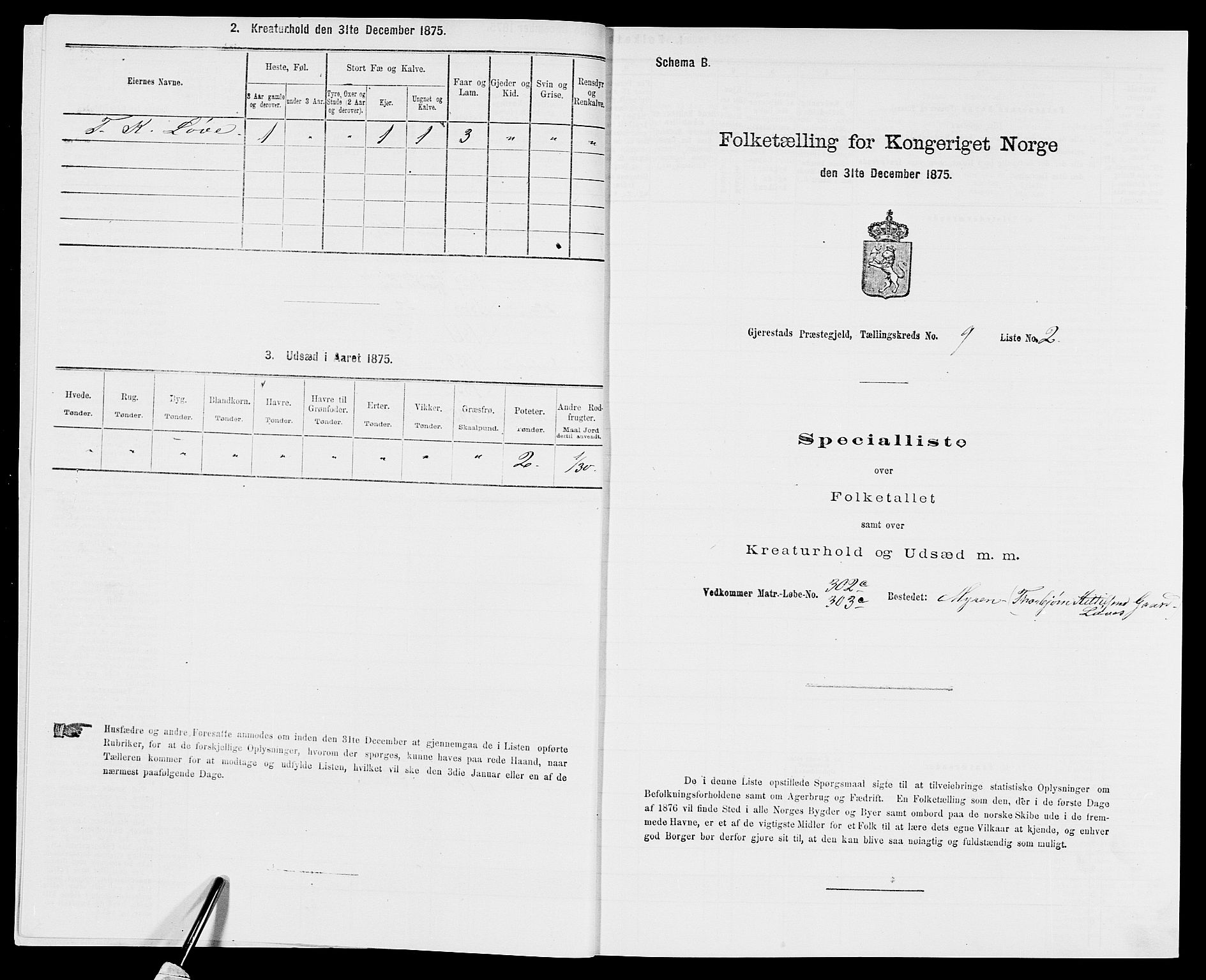 SAK, 1875 census for 0911P Gjerstad, 1875, p. 926