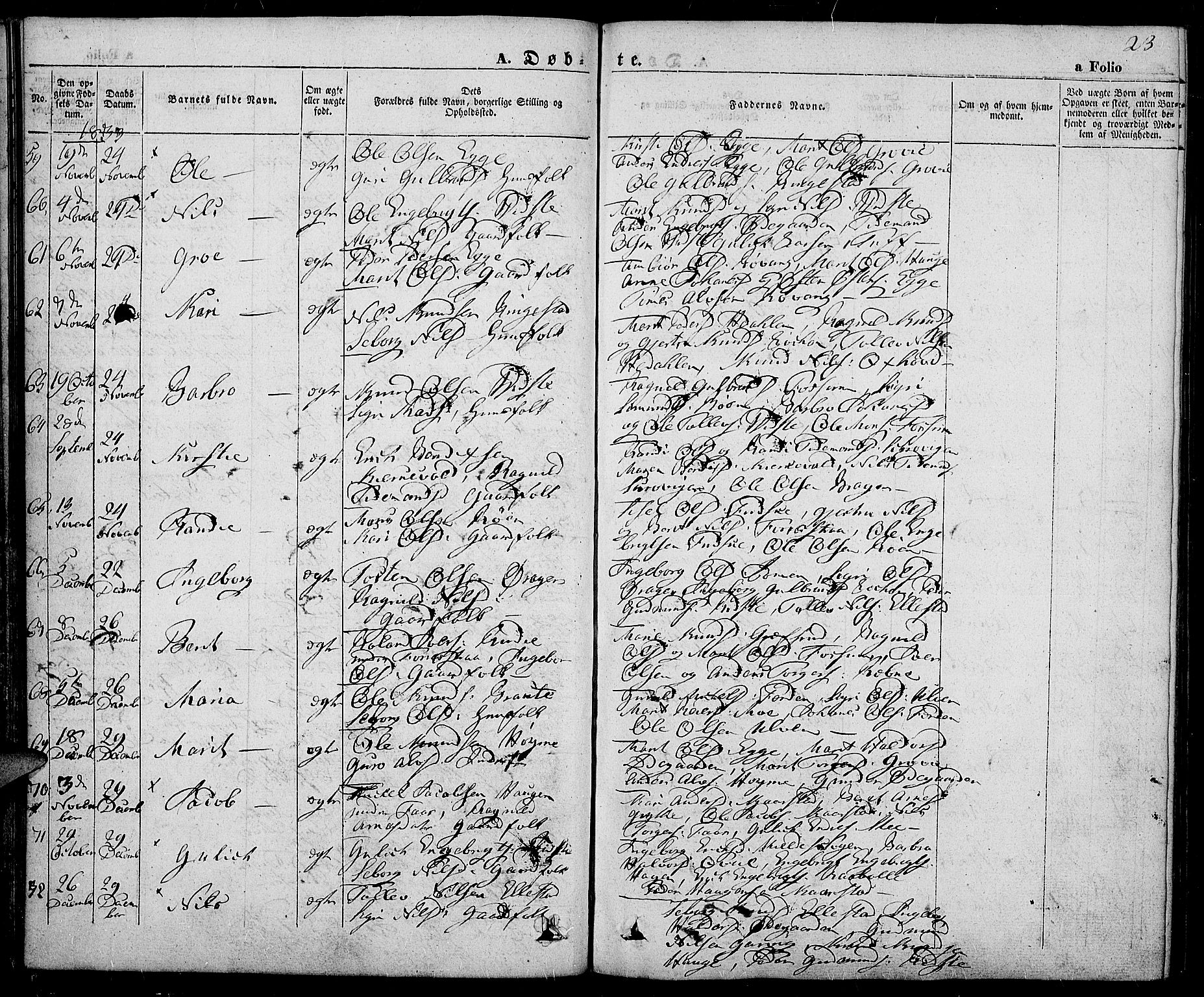 Slidre prestekontor, SAH/PREST-134/H/Ha/Haa/L0003: Parish register (official) no. 3, 1831-1843, p. 23