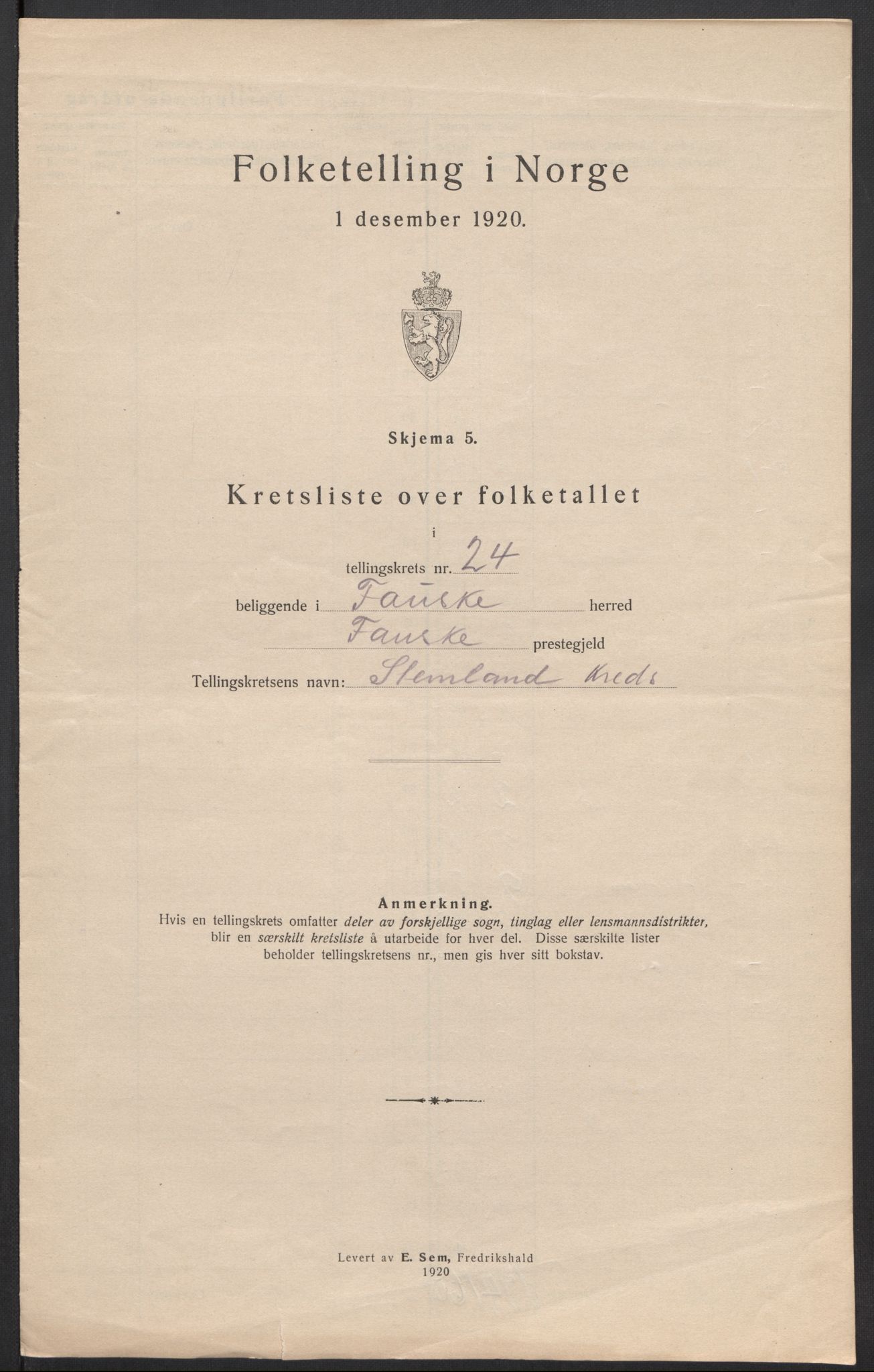 SAT, 1920 census for Fauske, 1920, p. 75