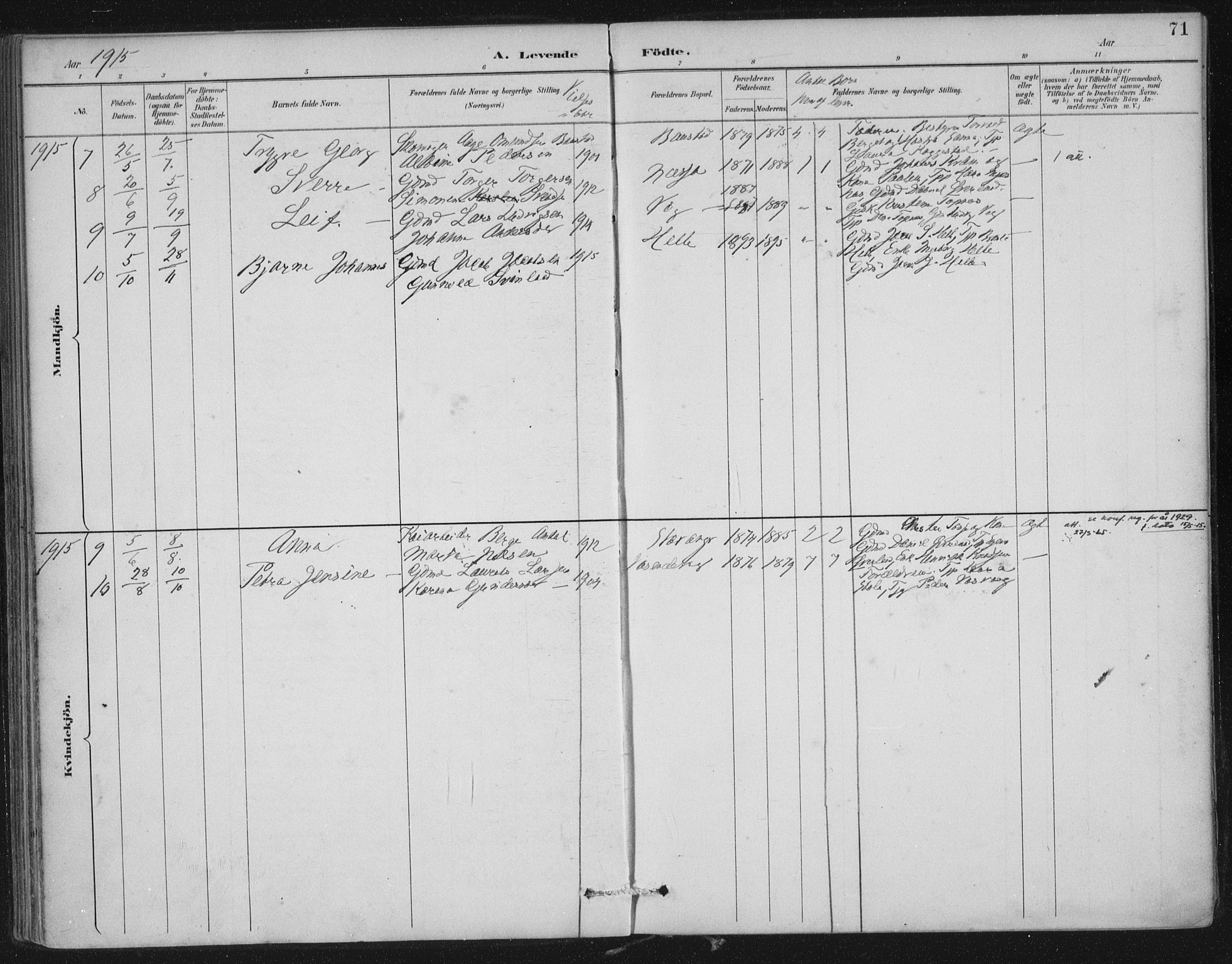 Nedstrand sokneprestkontor, AV/SAST-A-101841/01/IV: Parish register (official) no. A 12, 1887-1915, p. 71