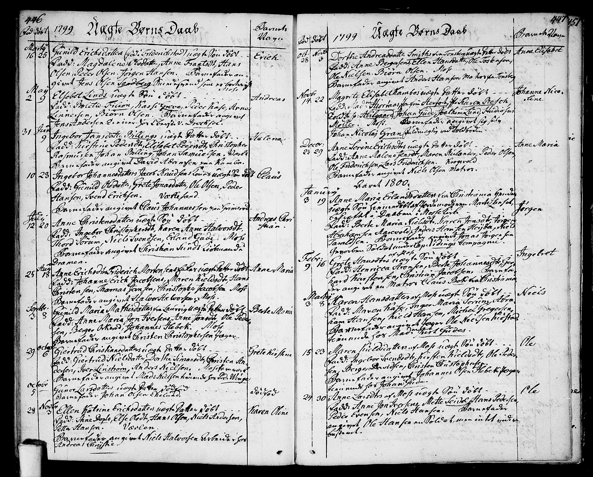 Moss prestekontor Kirkebøker, AV/SAO-A-2003/F/Fa/L0004: Parish register (official) no. I 4, 1784-1808, p. 446-447