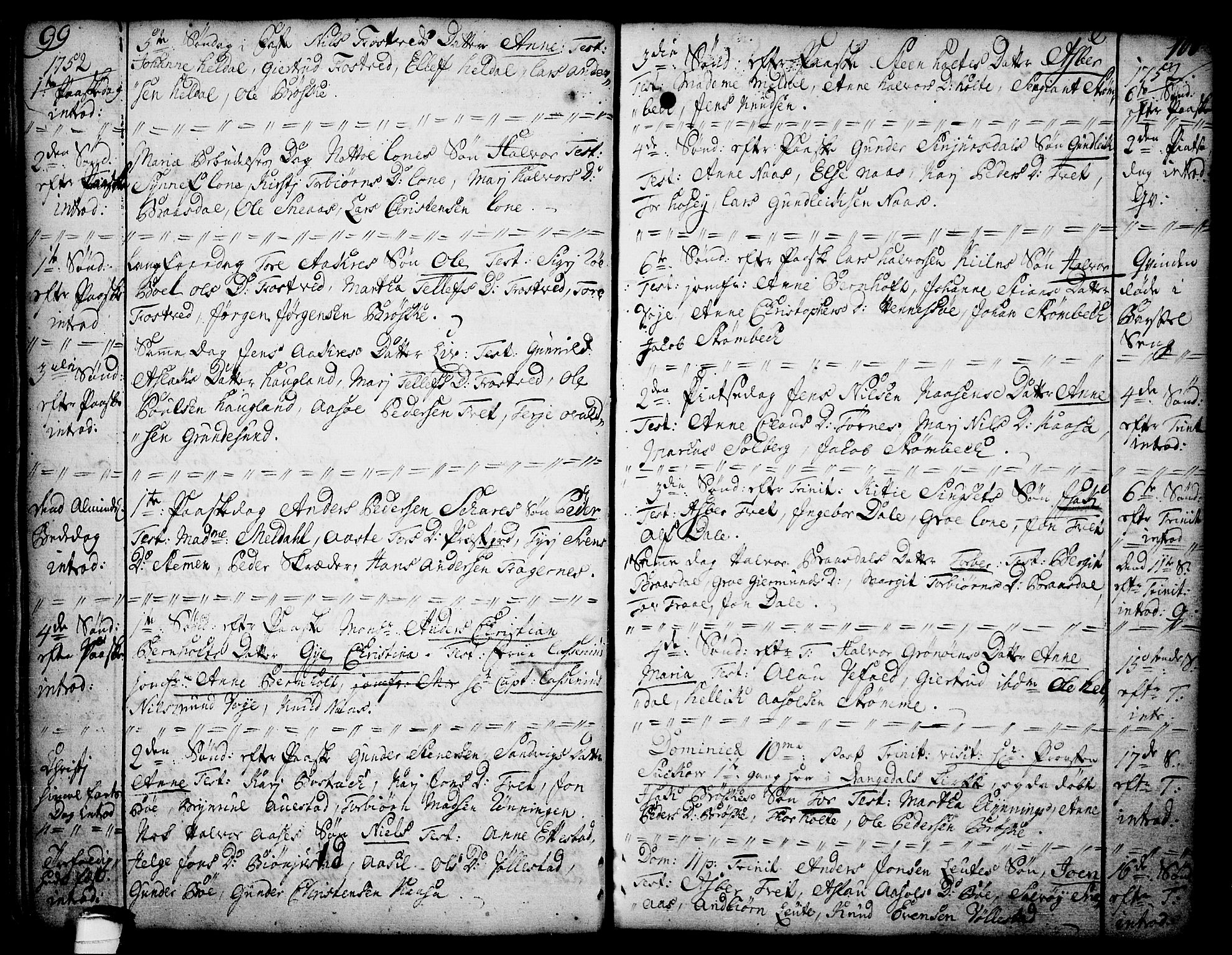 Drangedal kirkebøker, AV/SAKO-A-258/F/Fa/L0002: Parish register (official) no. 2, 1733-1753, p. 99-100