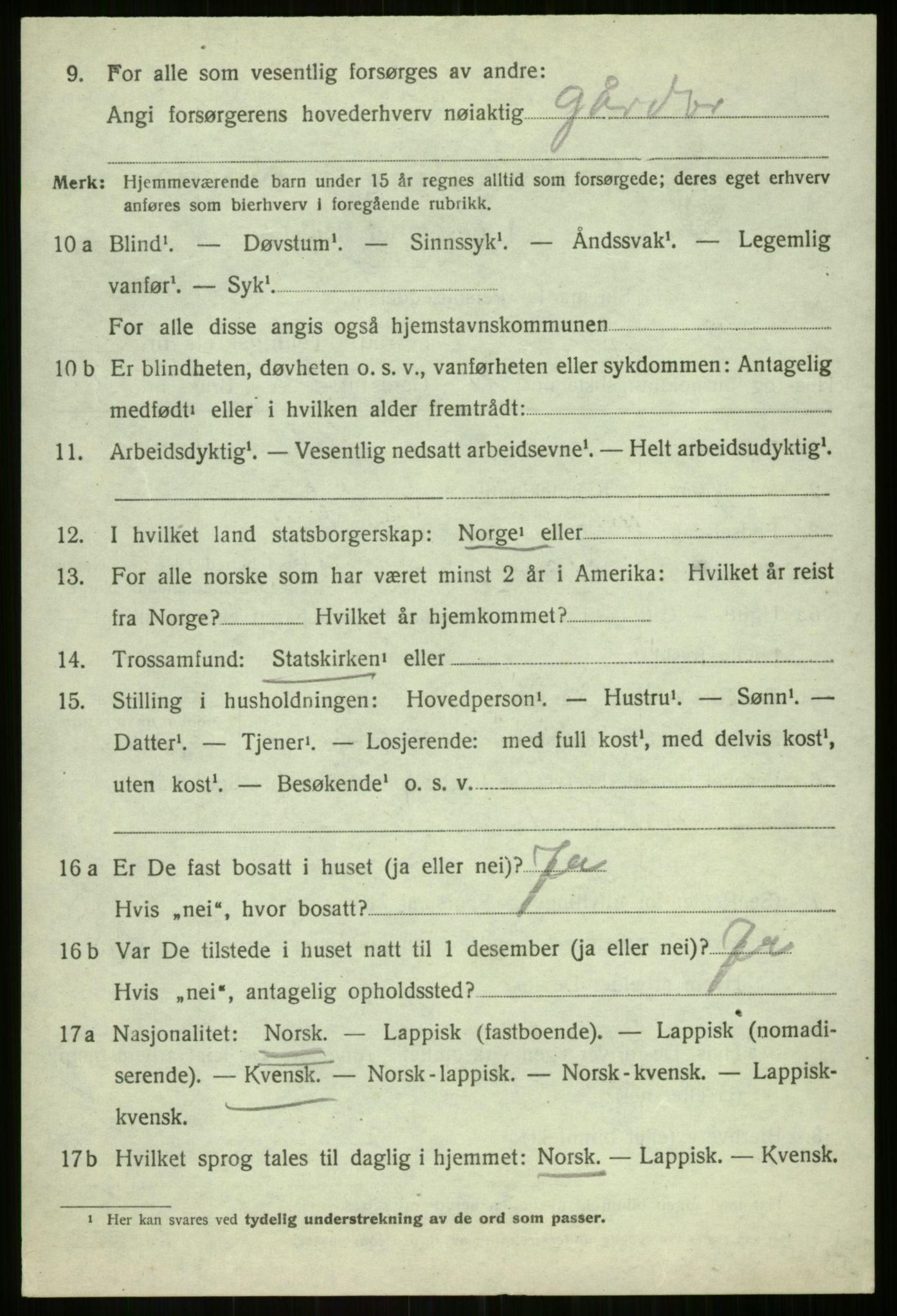 SATØ, 1920 census for Balsfjord, 1920, p. 3525