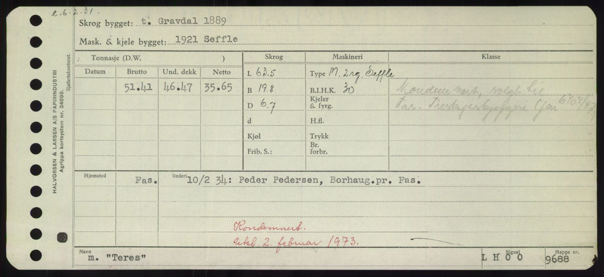 Sjøfartsdirektoratet med forløpere, Skipsmålingen, RA/S-1627/H/Hd/L0038: Fartøy, T-Th, p. 457