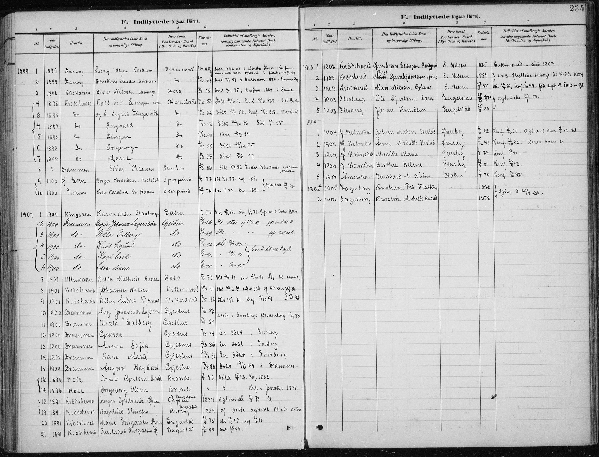 Modum kirkebøker, AV/SAKO-A-234/F/Fa/L0013: Parish register (official) no. 13, 1899-1907, p. 234