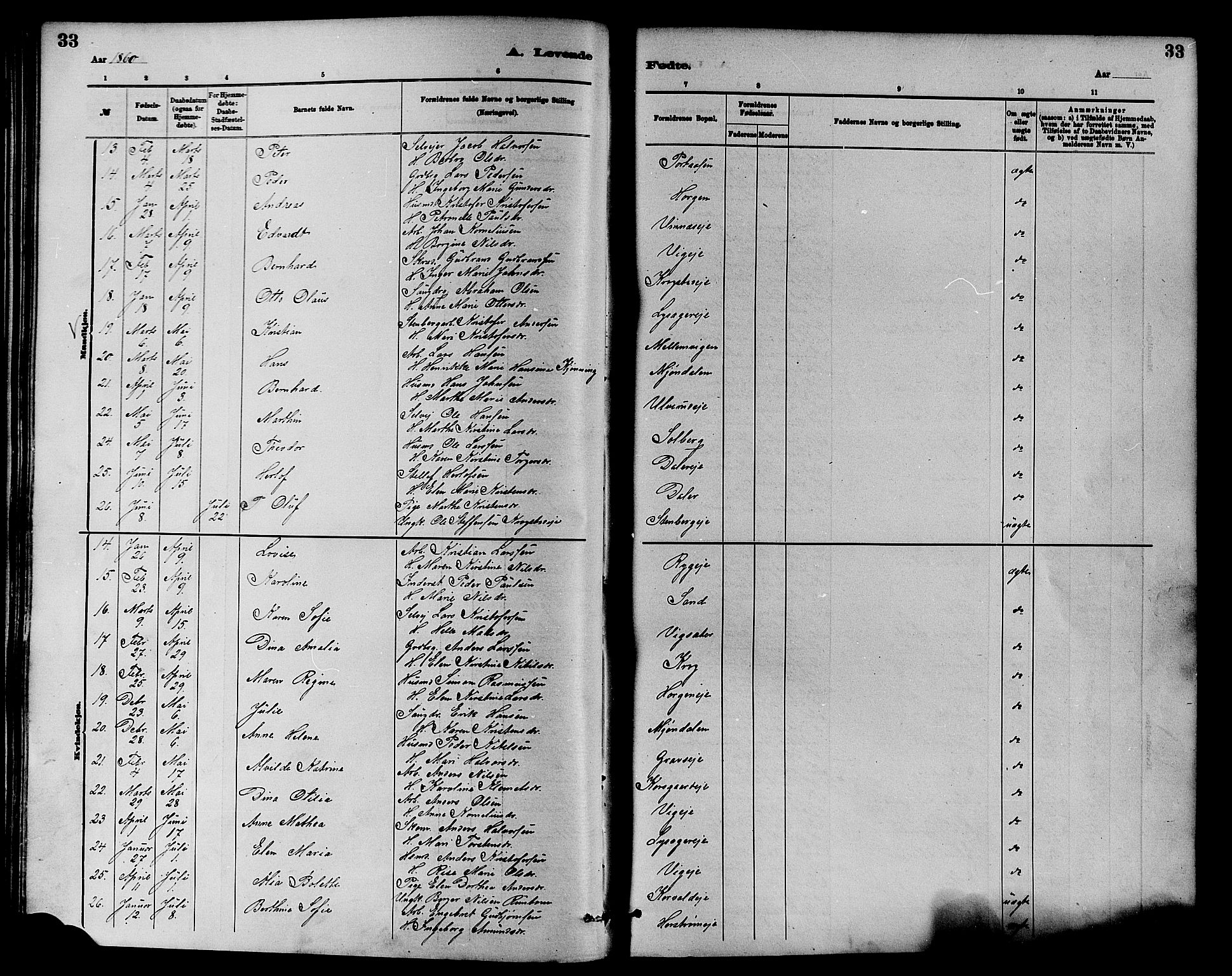 Nedre Eiker kirkebøker, SAKO/A-612/F/Fa/L0001: Parish register (official) no. 1, 1853-1877, p. 33
