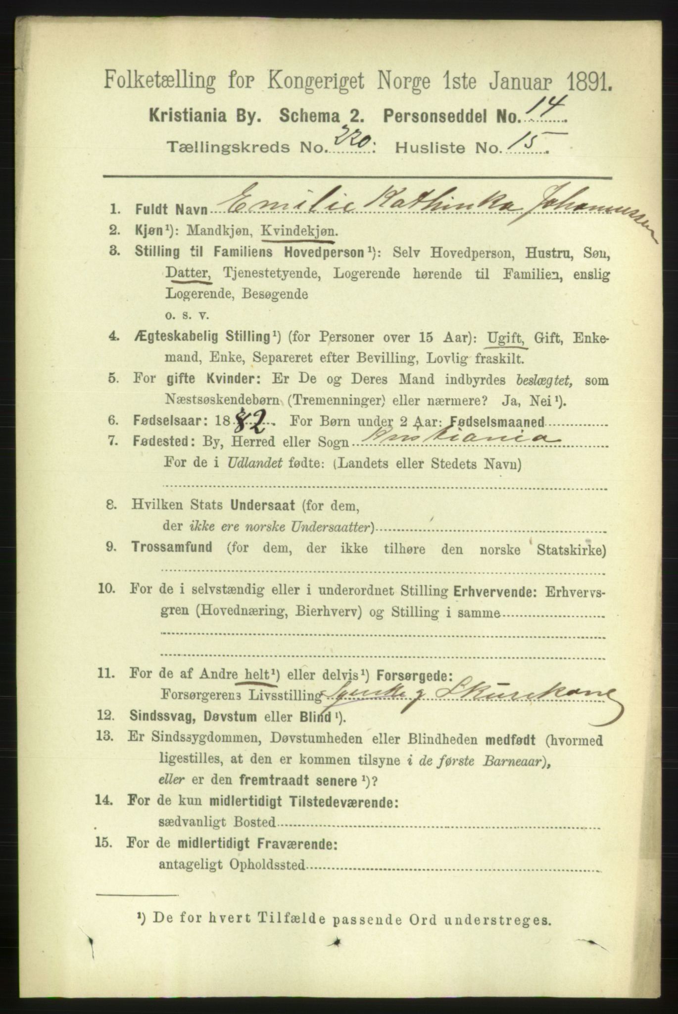 RA, 1891 census for 0301 Kristiania, 1891, p. 131412