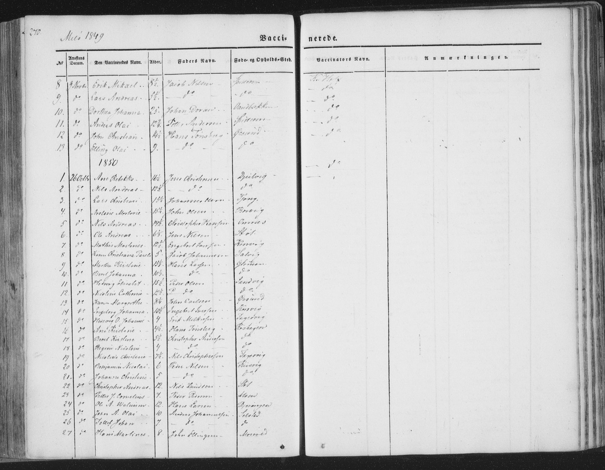 Ministerialprotokoller, klokkerbøker og fødselsregistre - Nordland, AV/SAT-A-1459/841/L0604: Parish register (official) no. 841A09 /2, 1845-1862, p. 270