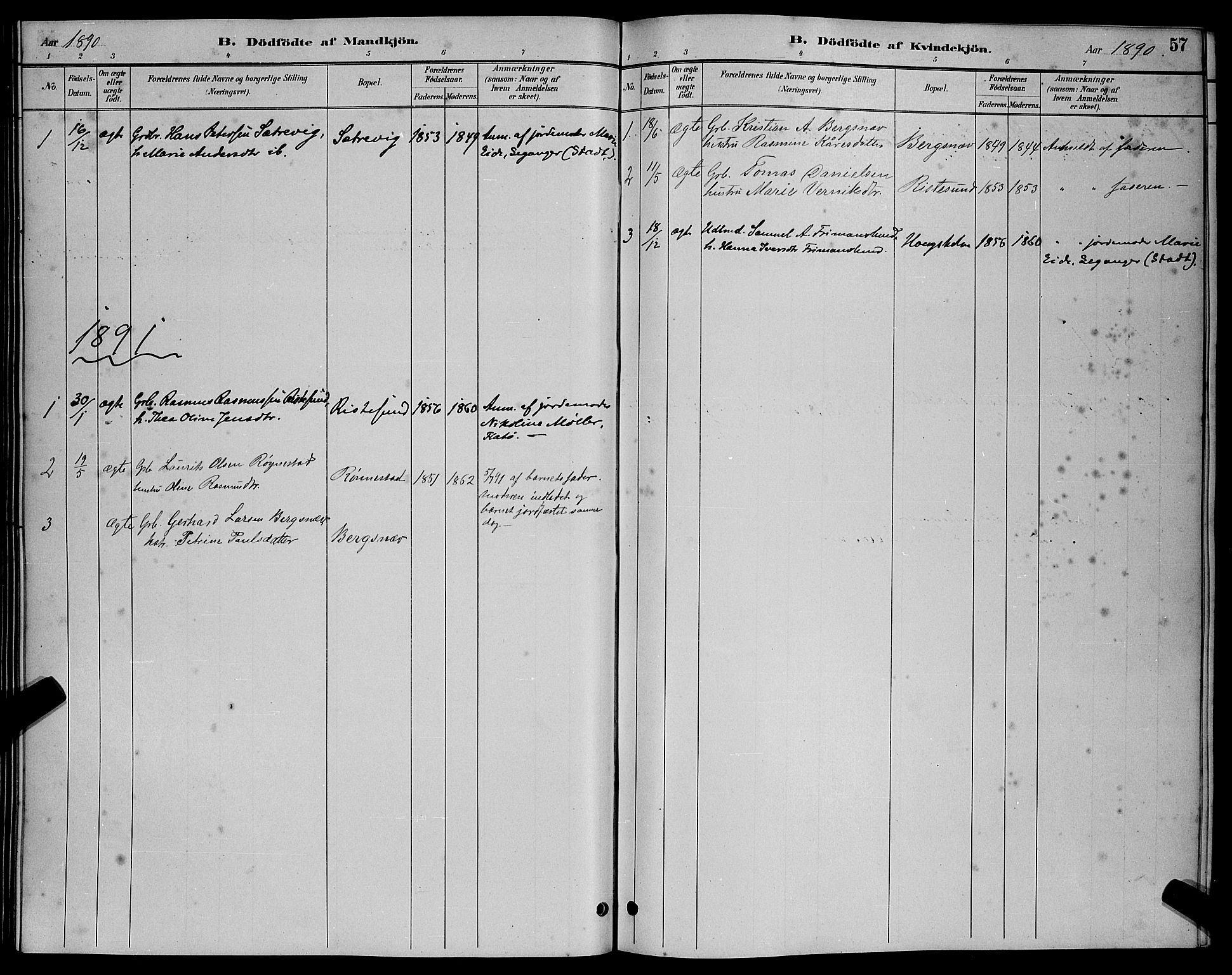 Ministerialprotokoller, klokkerbøker og fødselsregistre - Møre og Romsdal, AV/SAT-A-1454/503/L0048: Parish register (copy) no. 503C03, 1885-1893, p. 57