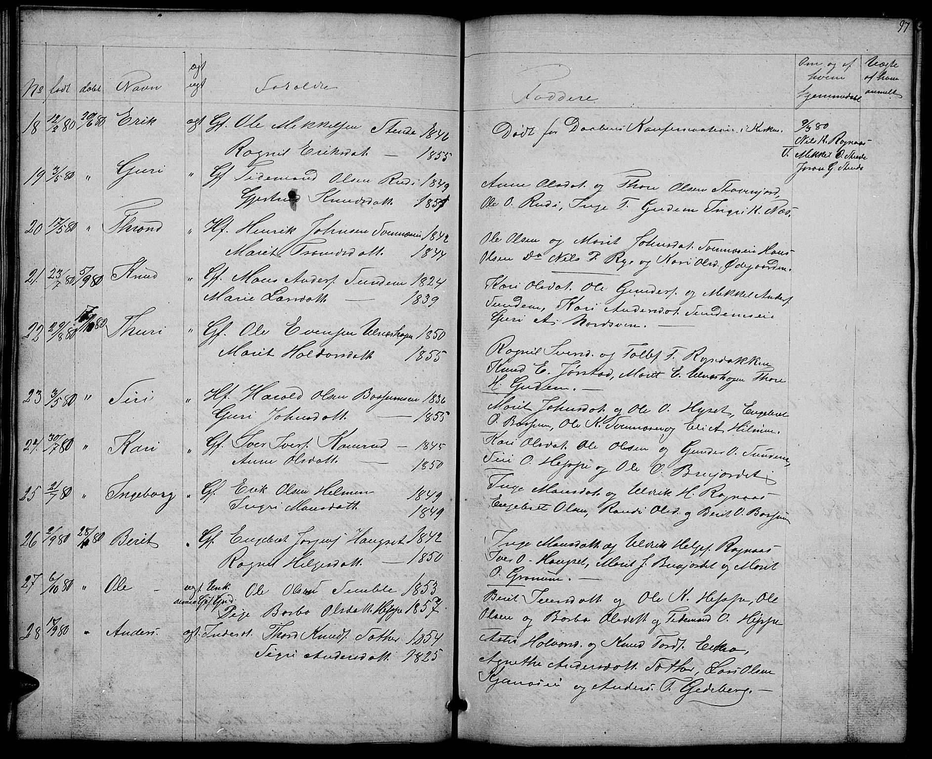 Nord-Aurdal prestekontor, SAH/PREST-132/H/Ha/Hab/L0004: Parish register (copy) no. 4, 1842-1882, p. 97