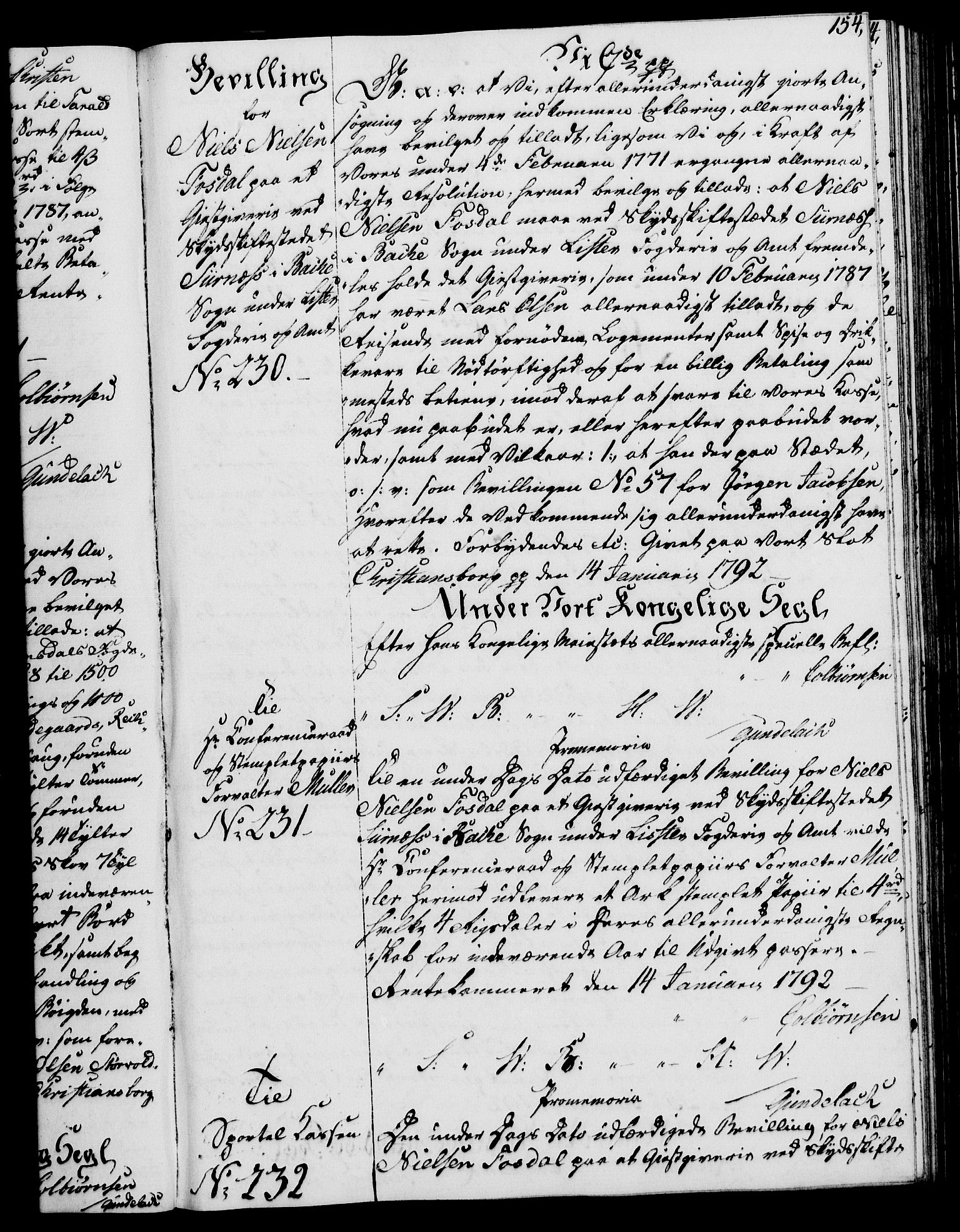 Rentekammeret, Kammerkanselliet, RA/EA-3111/G/Gg/Gga/L0015: Norsk ekspedisjonsprotokoll med register (merket RK 53.15), 1790-1791, p. 154