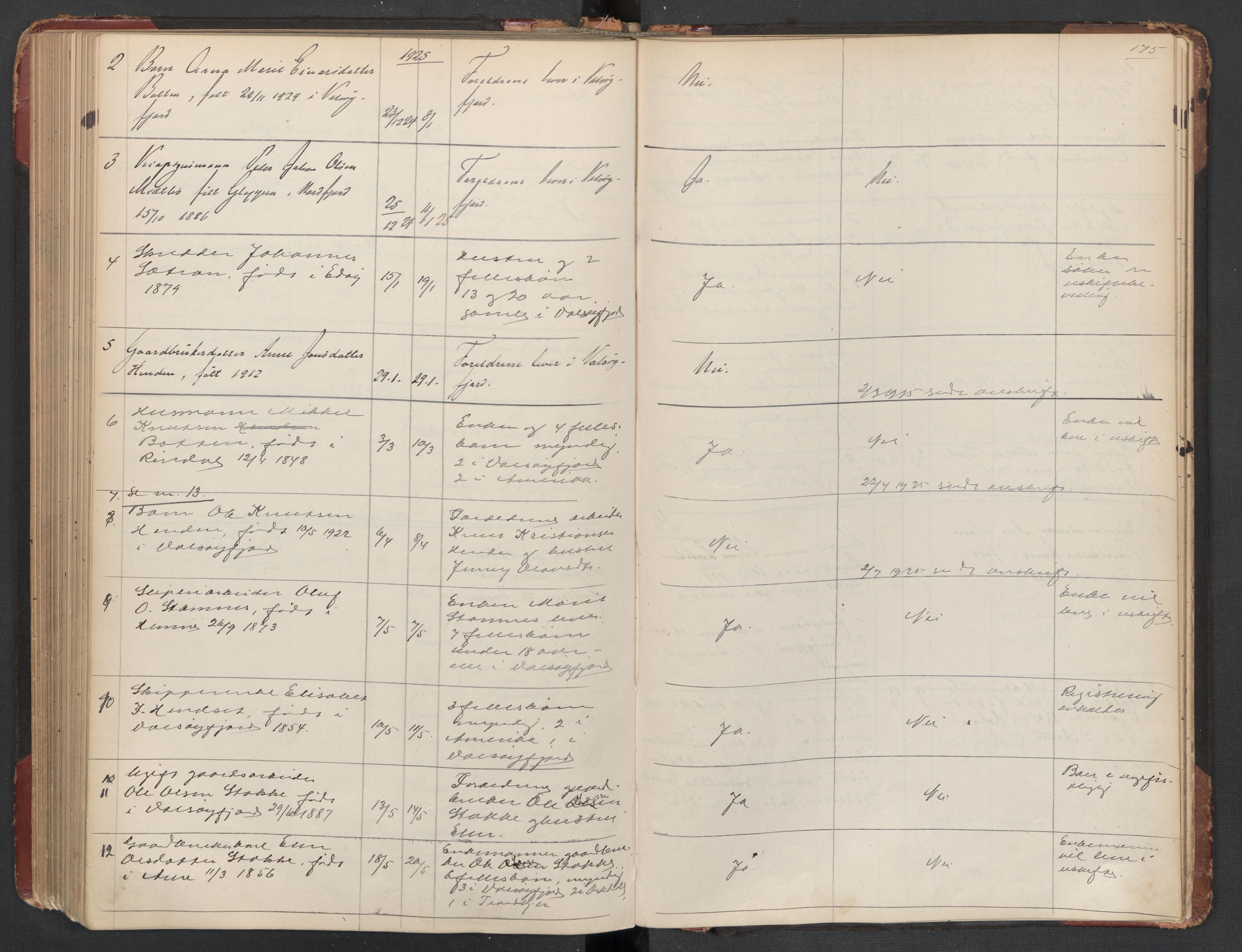 Aure lensmannskontor, SAT/A-1088/1/02/L0003: 2.01.03 Dødsfallsprotokoll, 1906-1926, p. 175