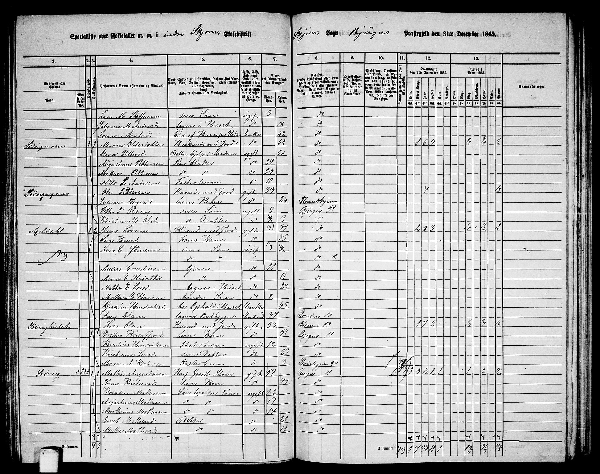 RA, 1865 census for Bjugn, 1865, p. 98