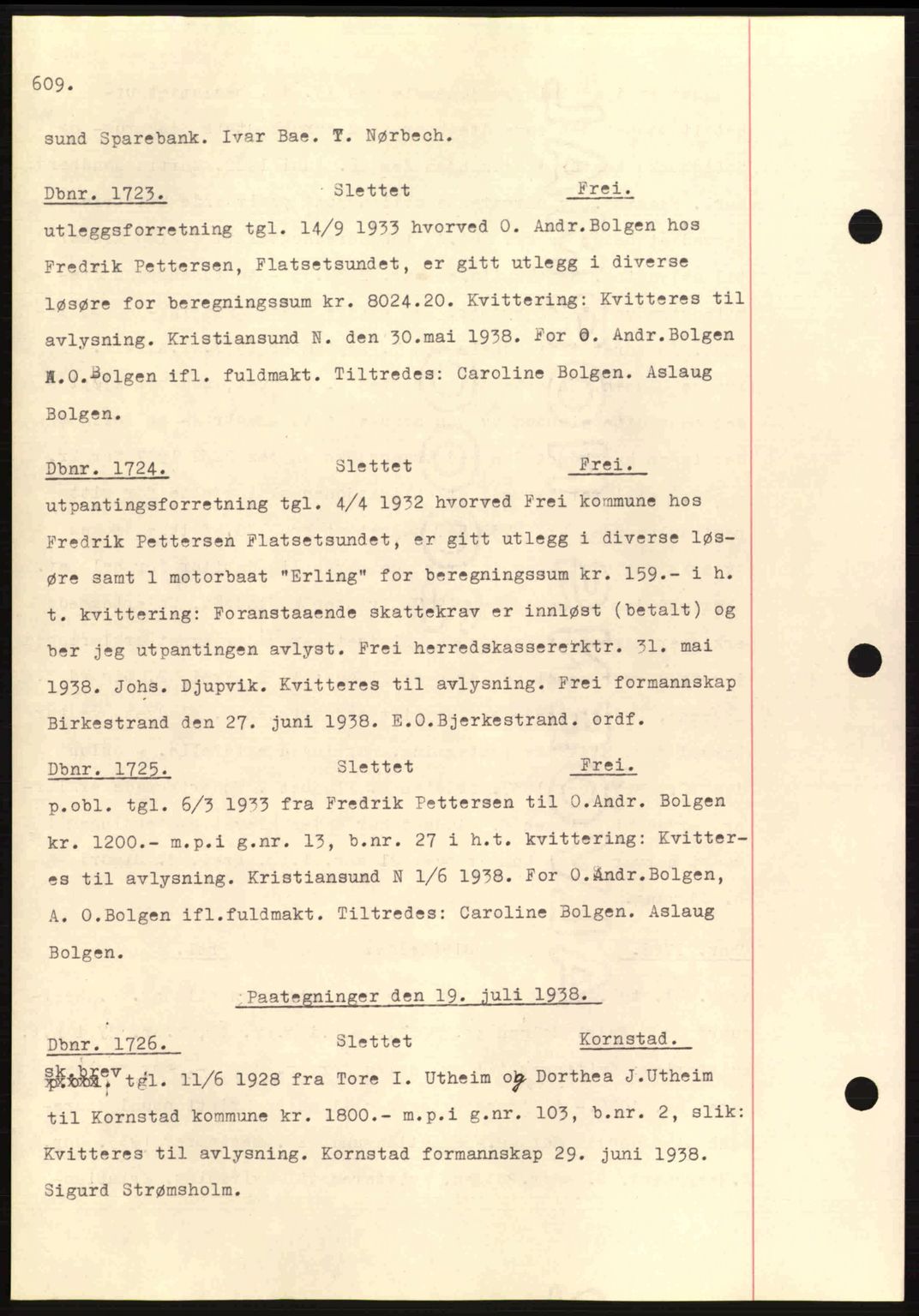 Nordmøre sorenskriveri, AV/SAT-A-4132/1/2/2Ca: Mortgage book no. C80, 1936-1939, Diary no: : 1723/1938