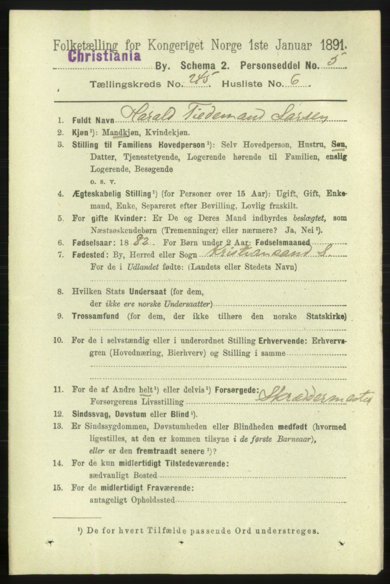 RA, 1891 census for 0301 Kristiania, 1891, p. 149423