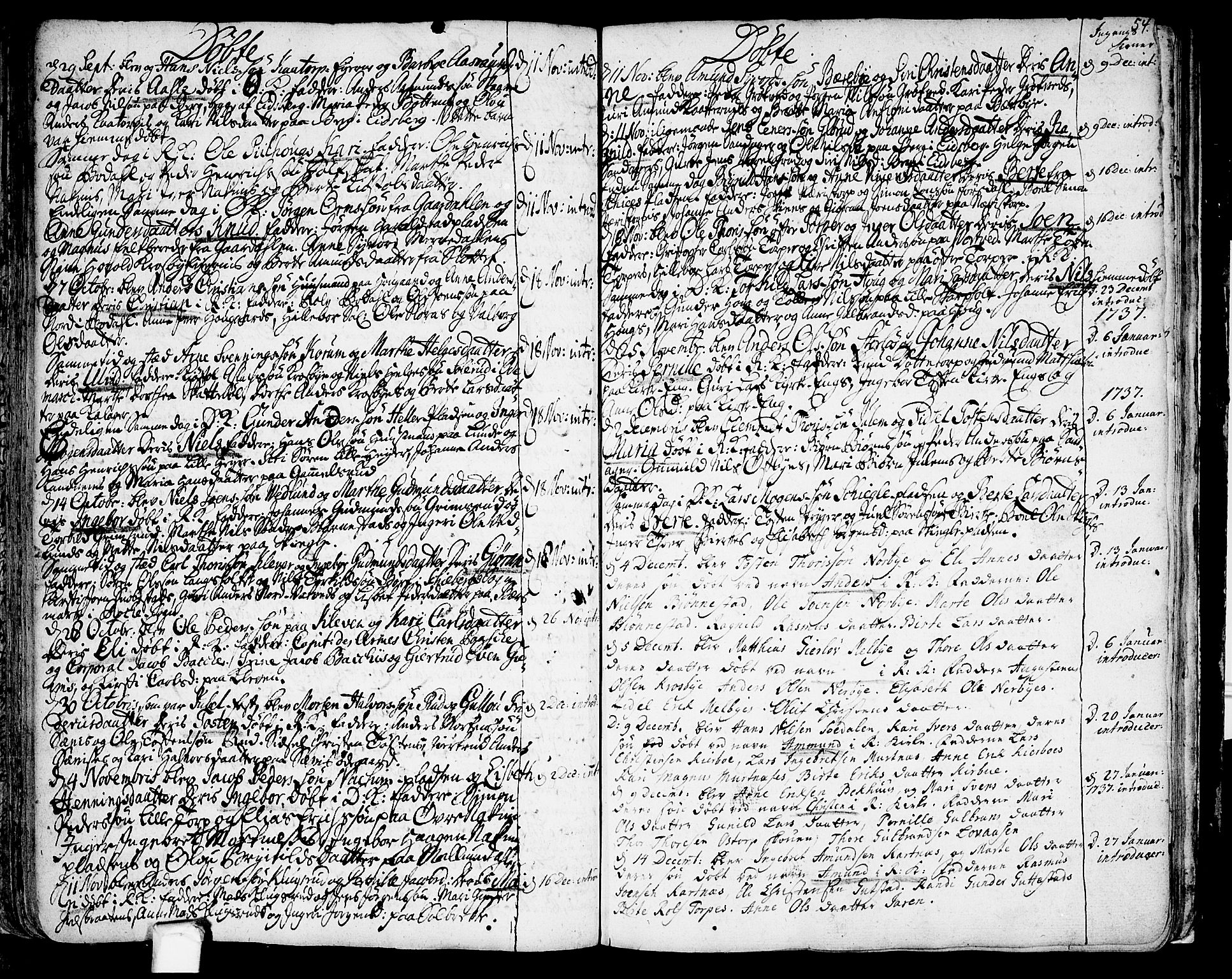 Rakkestad prestekontor Kirkebøker, AV/SAO-A-2008/F/Fa/L0001: Parish register (official) no. I 1, 1722-1740, p. 54